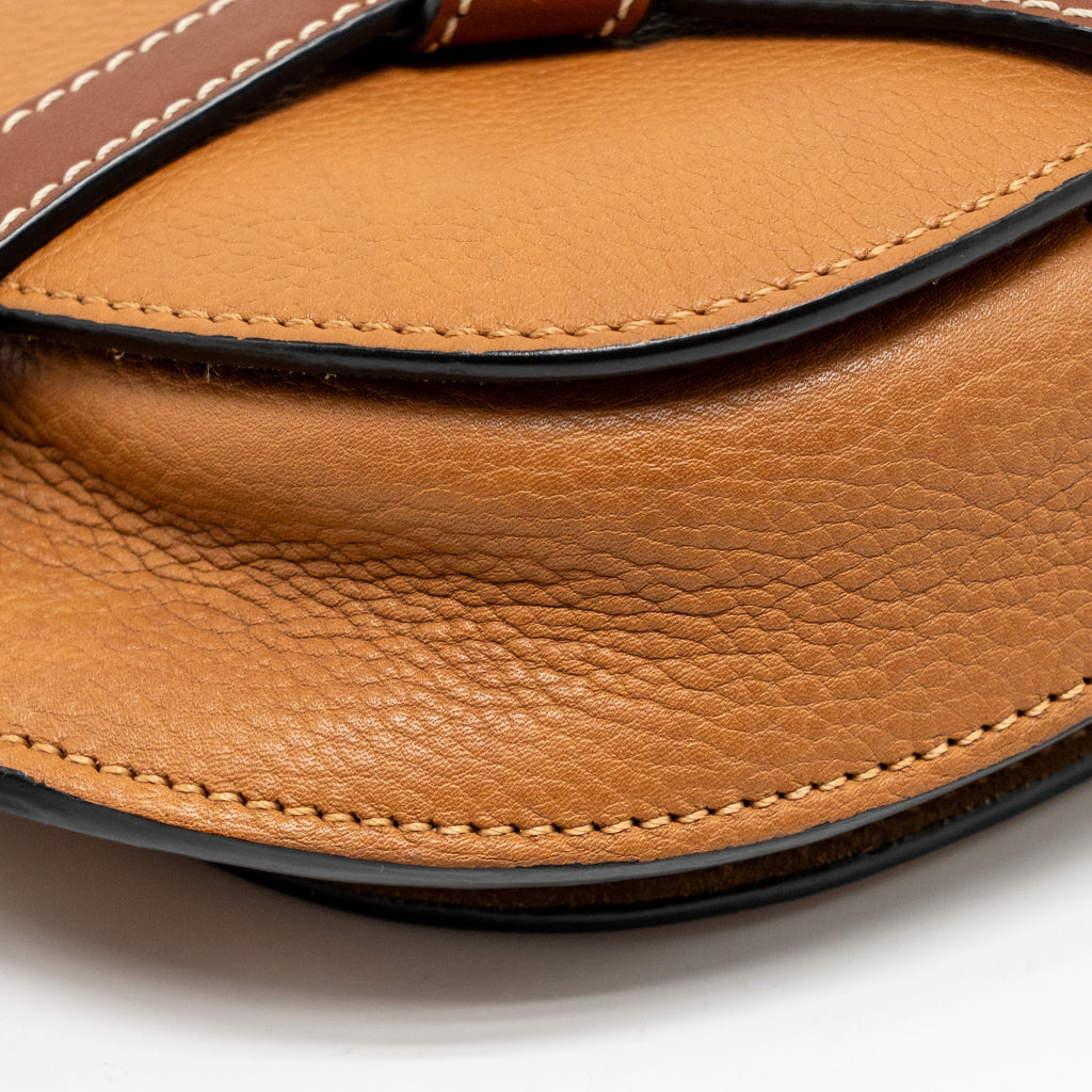 LOEWE MINI GATE BAG GRAINED CALFSKIN BROWN GHW