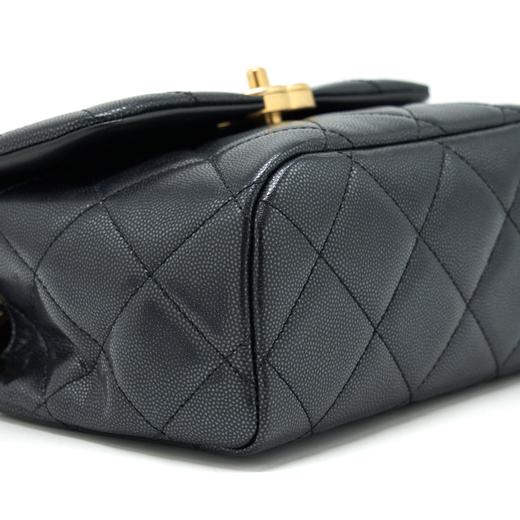 CHANEL 22P NEW SQUARE FLAP BAG CAVIAR BLACK GHW