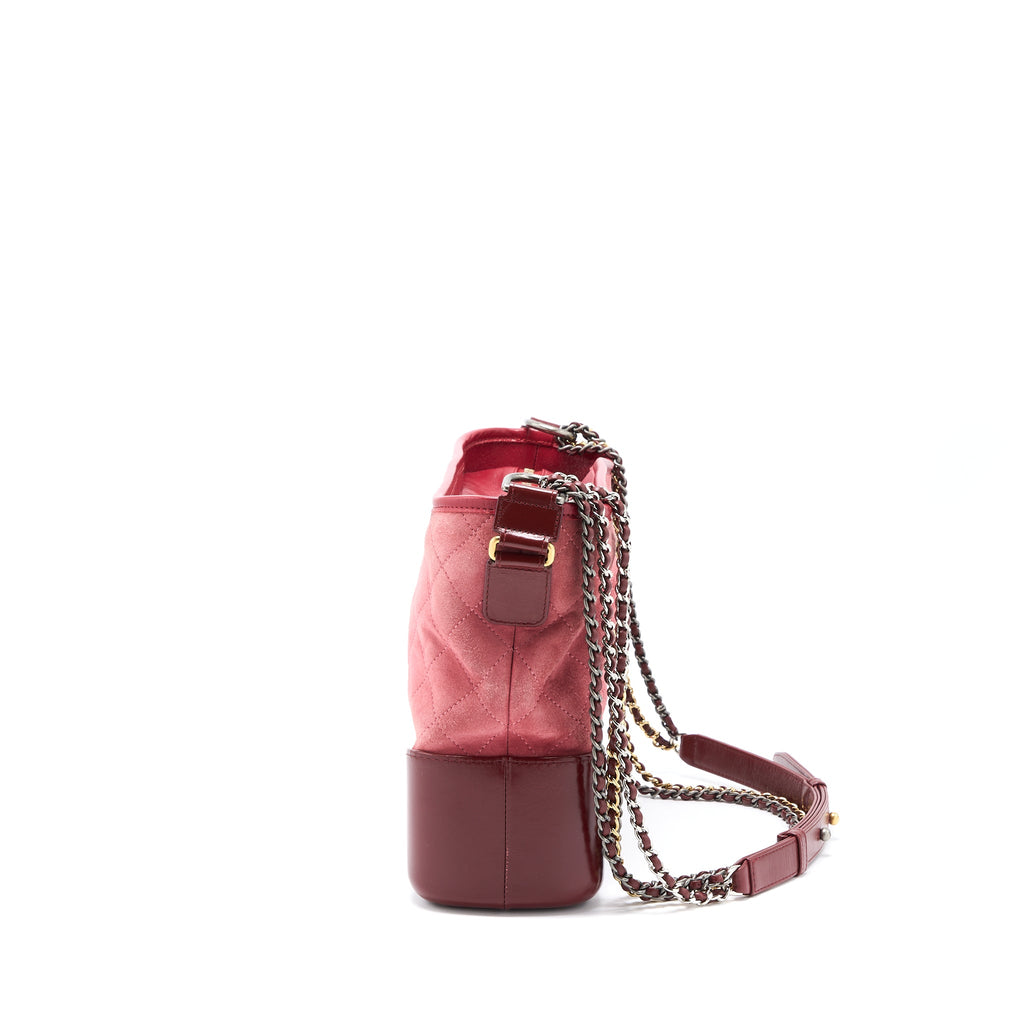 CHANEL LARGE GABRIELLE HOBO BAG SUEDE/LEATHER PINK MULTICOLOUR HARDWARE