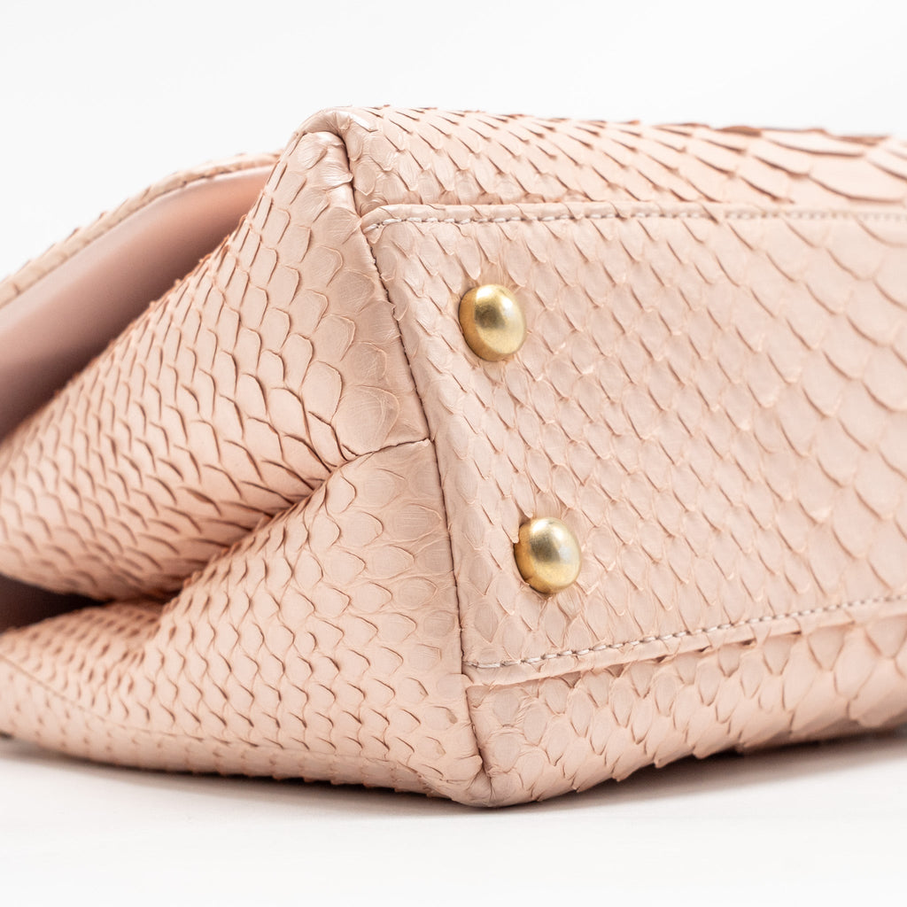 CHANEL SMALL COCO HANDLE PYTHON LIGHT PINK GHW