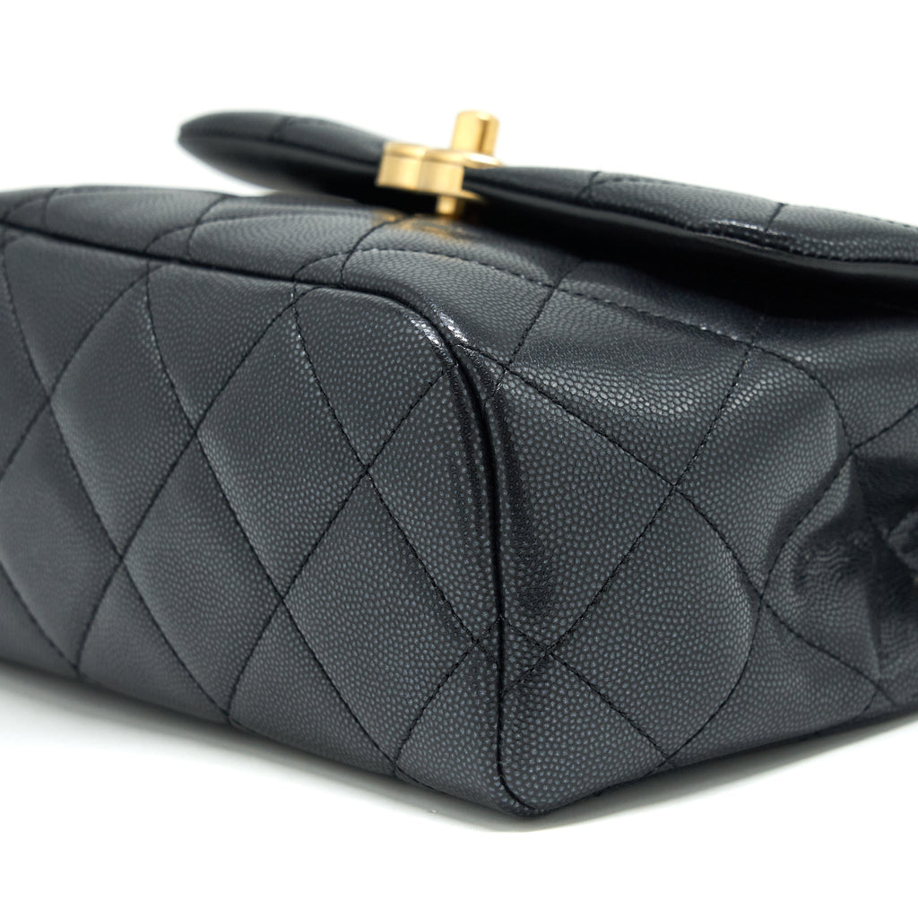 CHANEL 22P NEW SQUARE FLAP BAG CAVIAR BLACK BRUSHED GHW