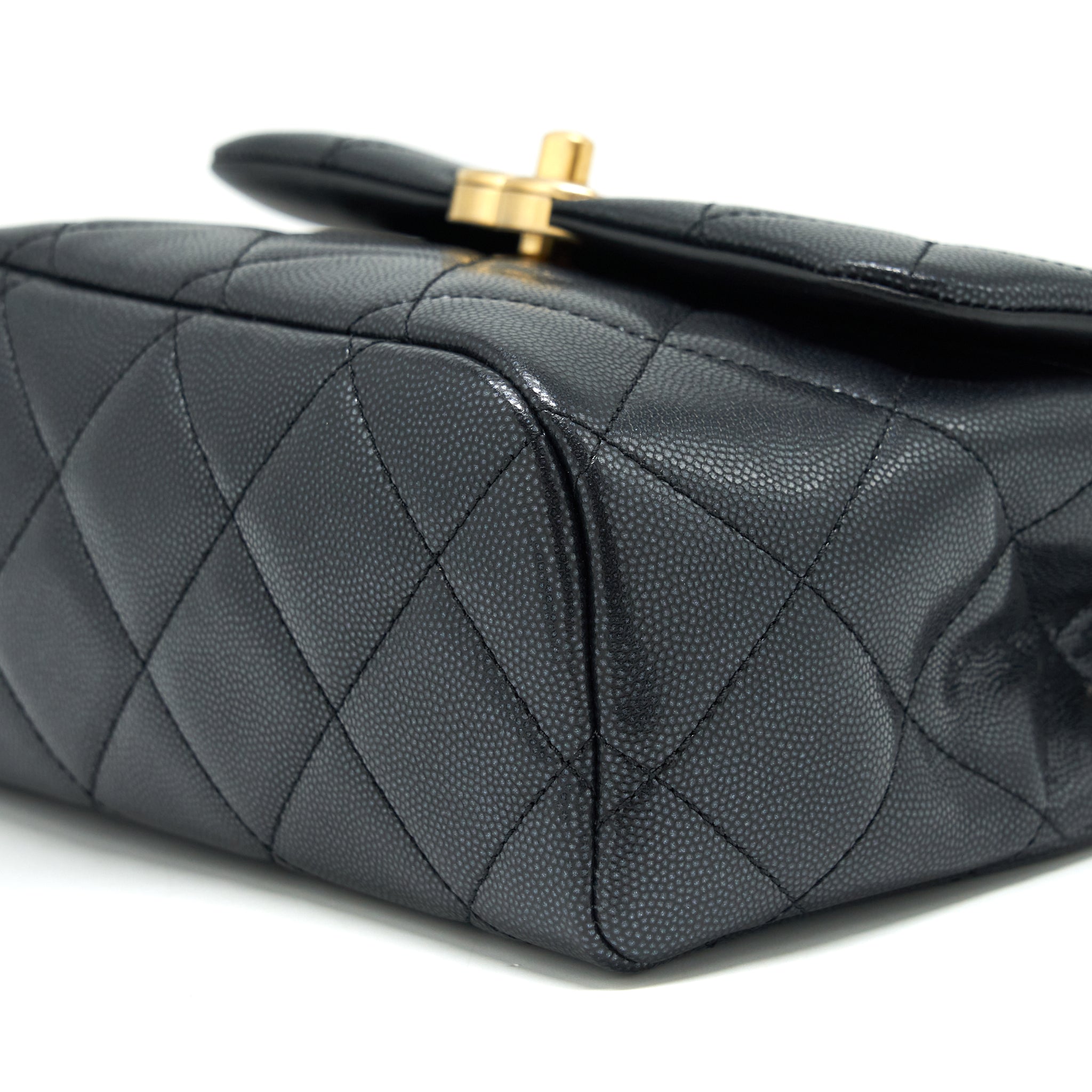 CHANEL 22P NEW SQUARE FLAP BAG CAVIAR BLACK BRUSHED GHW