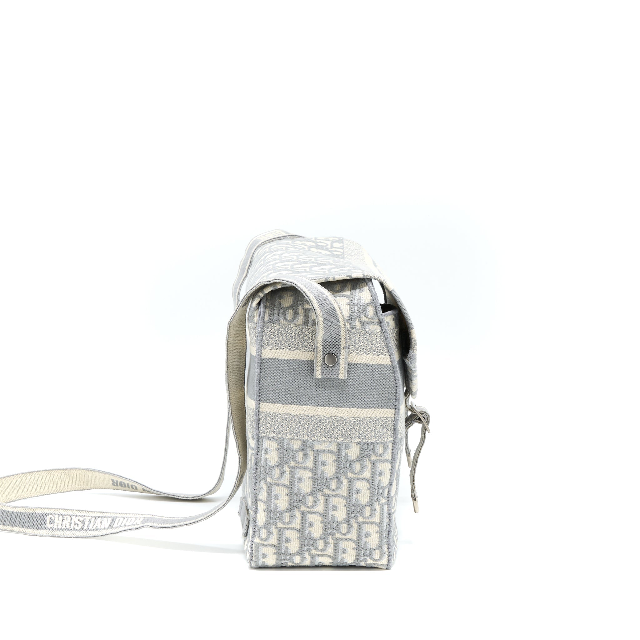 DIOR DIORCAMP MESSENGER BAG OBLIQUE EMBROIDERY LIGHT GREY SHW