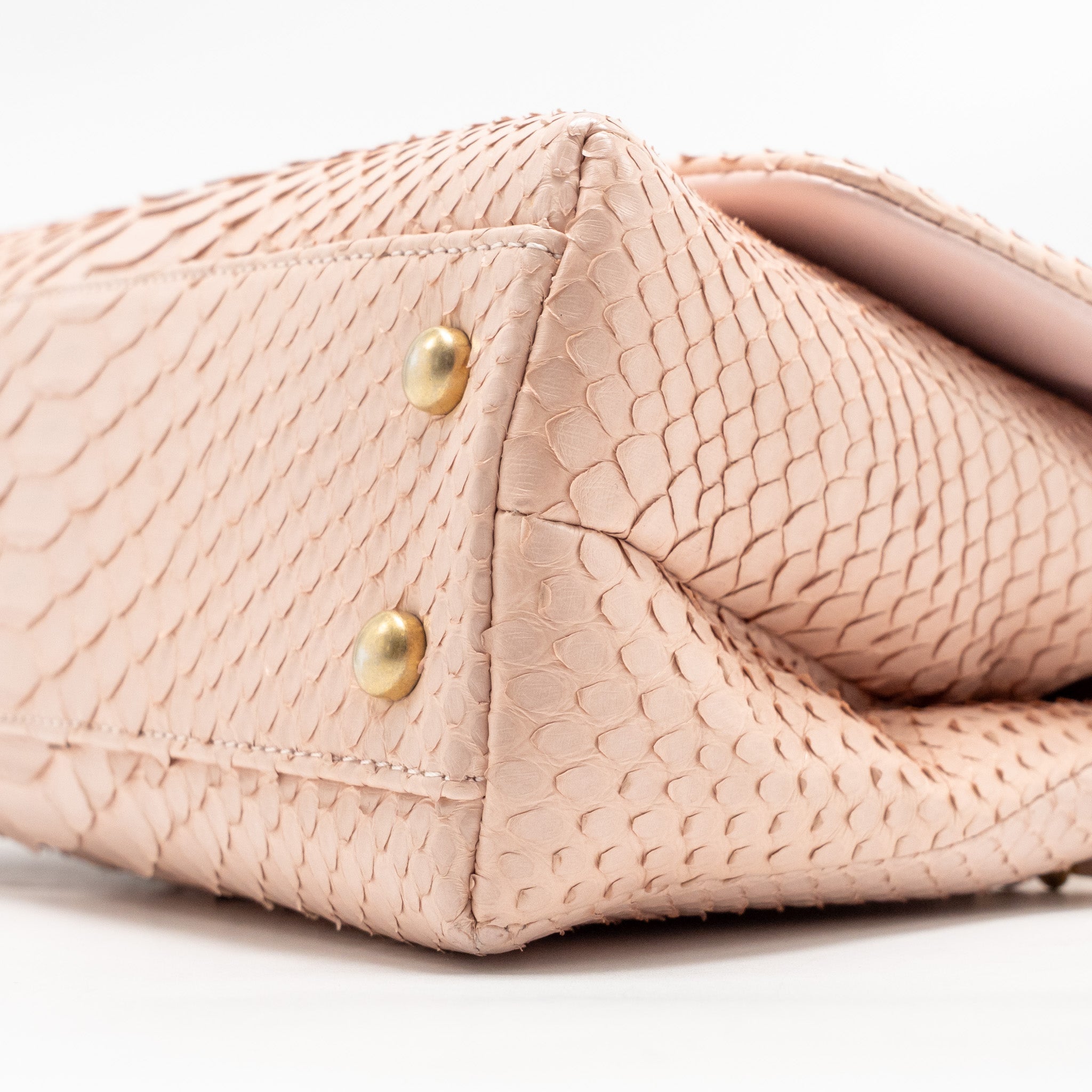 CHANEL SMALL COCO HANDLE PYTHON LIGHT PINK GHW