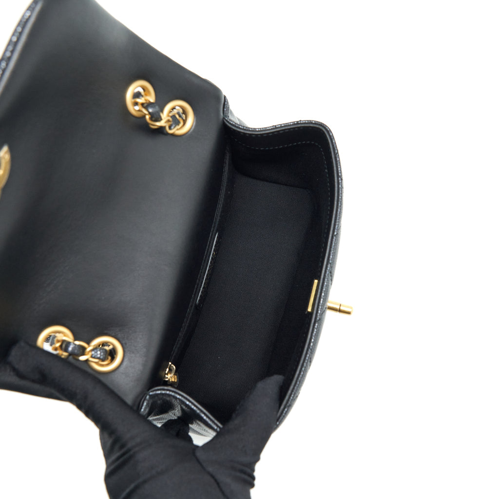 CHANEL 22P NEW SQUARE FLAP BAG CAVIAR BLACK GHW