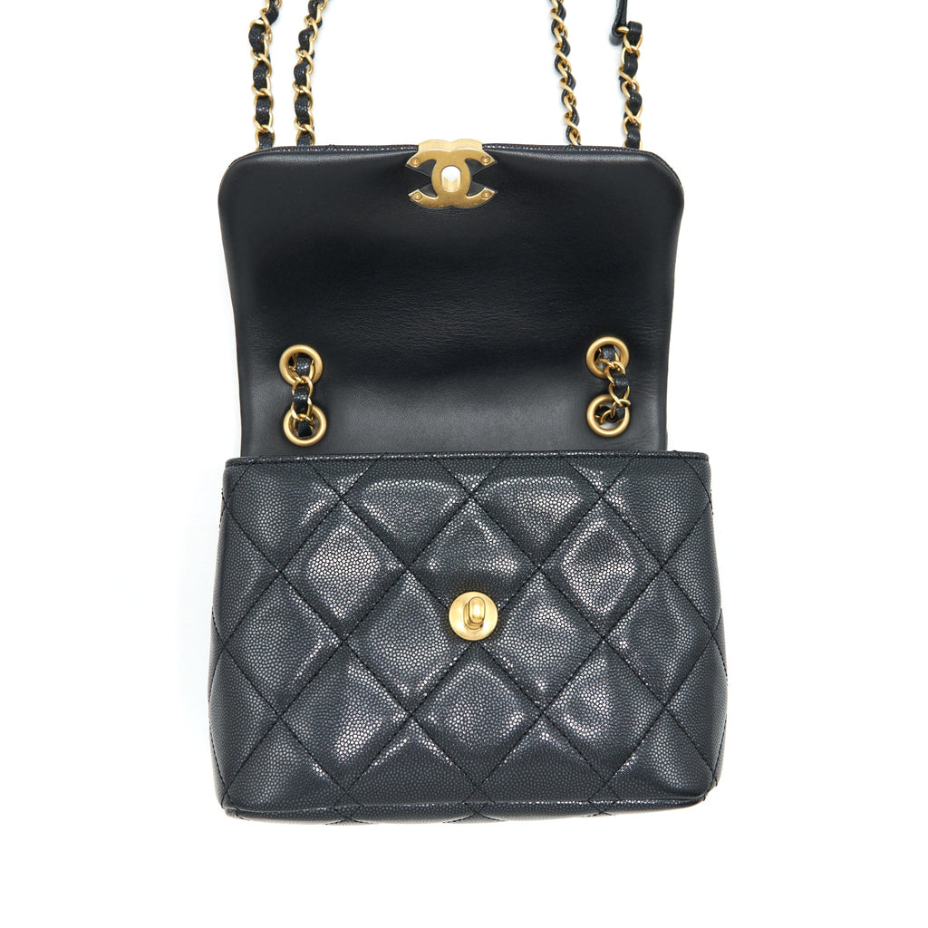 CHANEL 22P NEW SQUARE FLAP BAG CAVIAR BLACK GHW