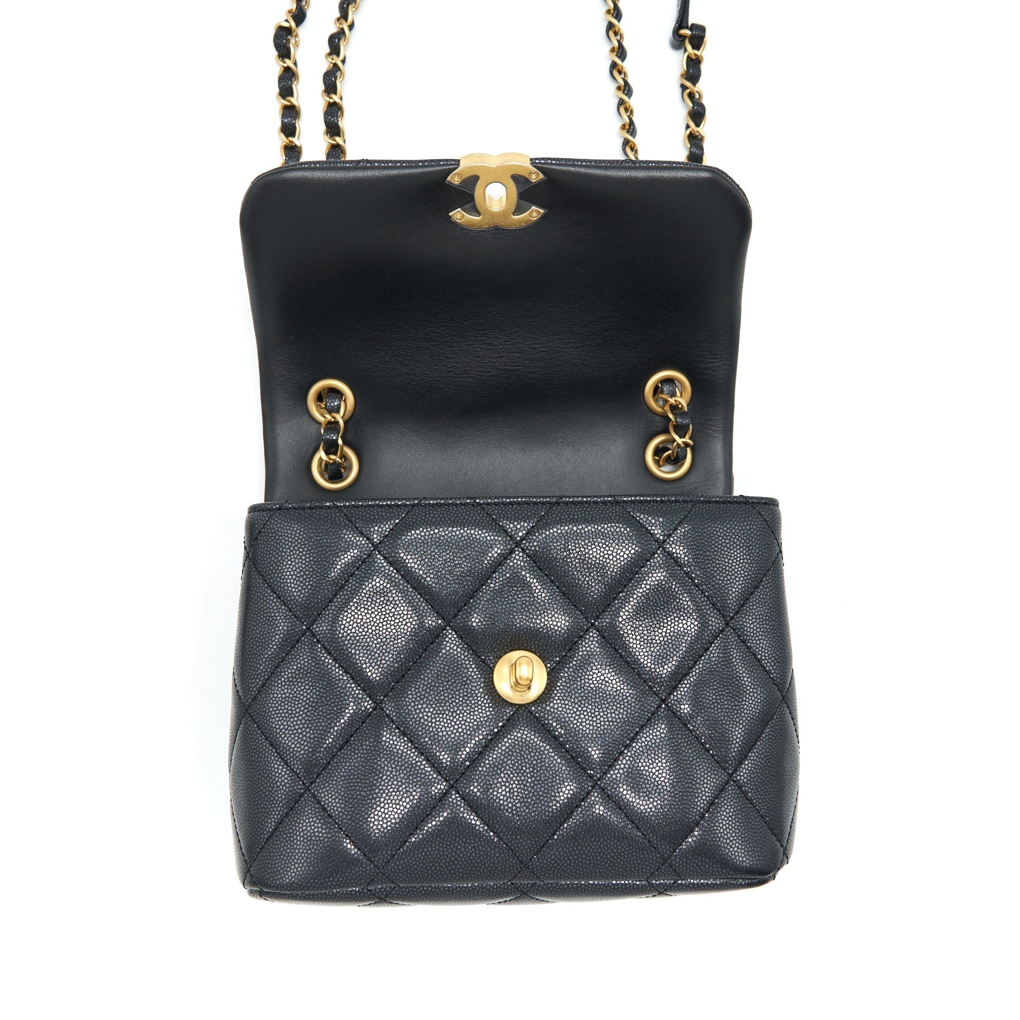 CHANEL 22P NEW SQUARE FLAP BAG CAVIAR BLACK GHW