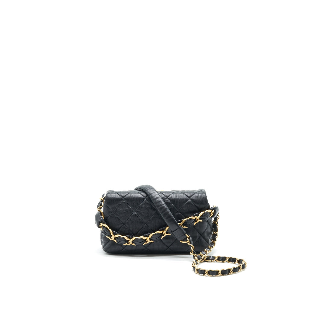 CHANEL SMALL CC WRAPPED STRAP BAG CRUMPLED LAMBSKIN