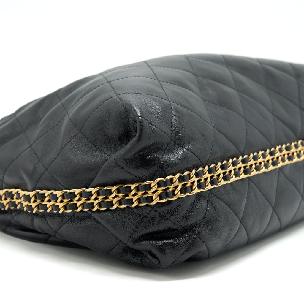 CHANEL QUILTED SHOULDER BAG LAMBSKIN BLACK GHW