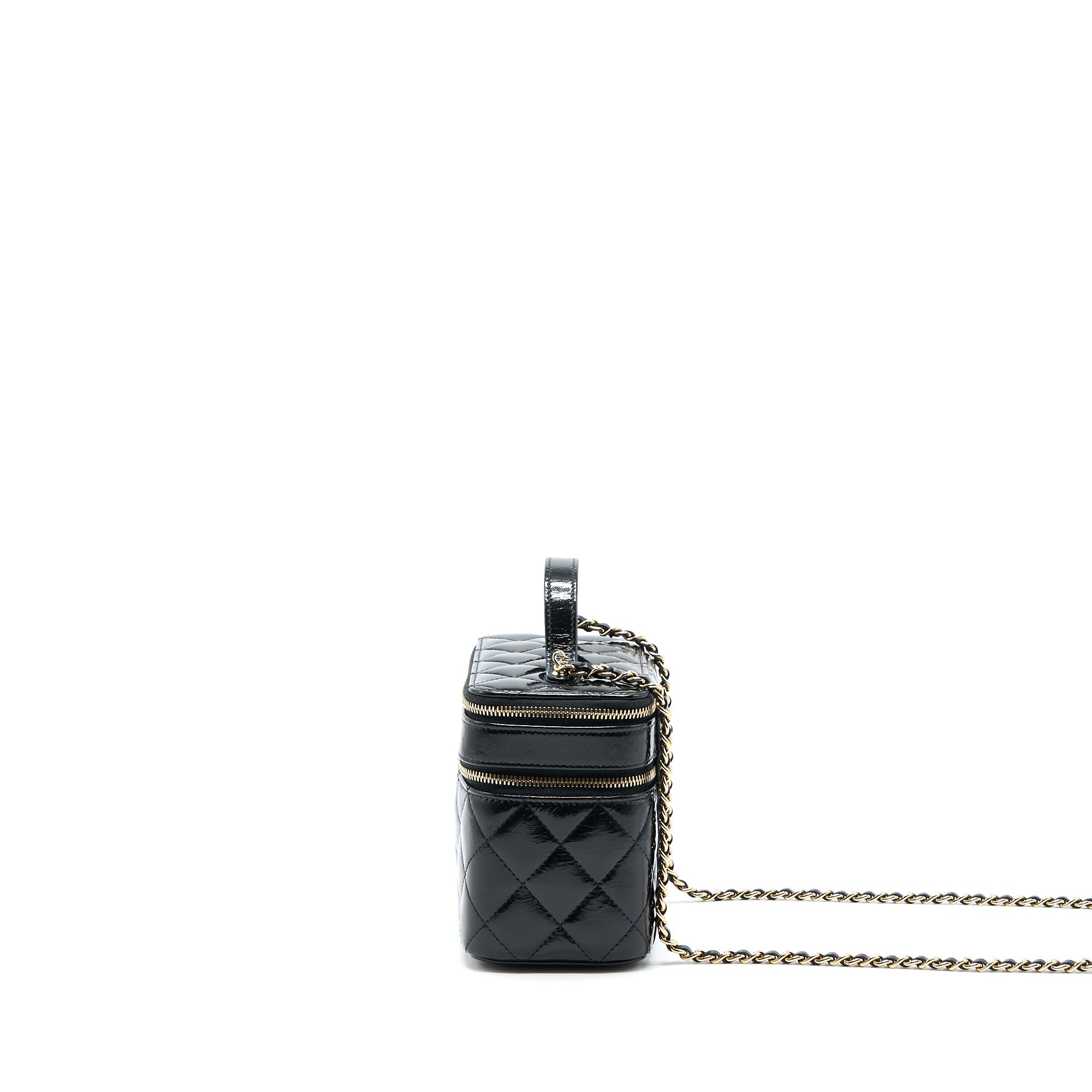 CHANEL VANITY CASE GLAZED LAMBSKIN BLACK LGHW