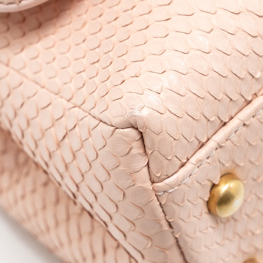 CHANEL SMALL COCO HANDLE PYTHON LIGHT PINK GHW
