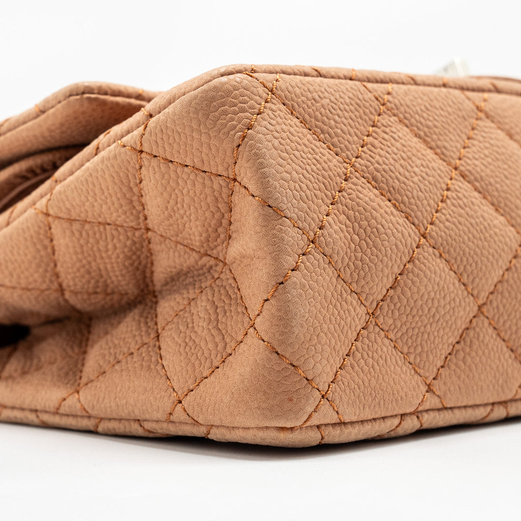 CHANEL SMALL 2.55 REISSUE FLAP BAG GRAINED CALFSKIN LIGHT BROWN SHW