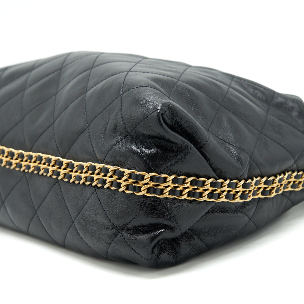 CHANEL QUILTED SHOULDER BAG LAMBSKIN BLACK GHW