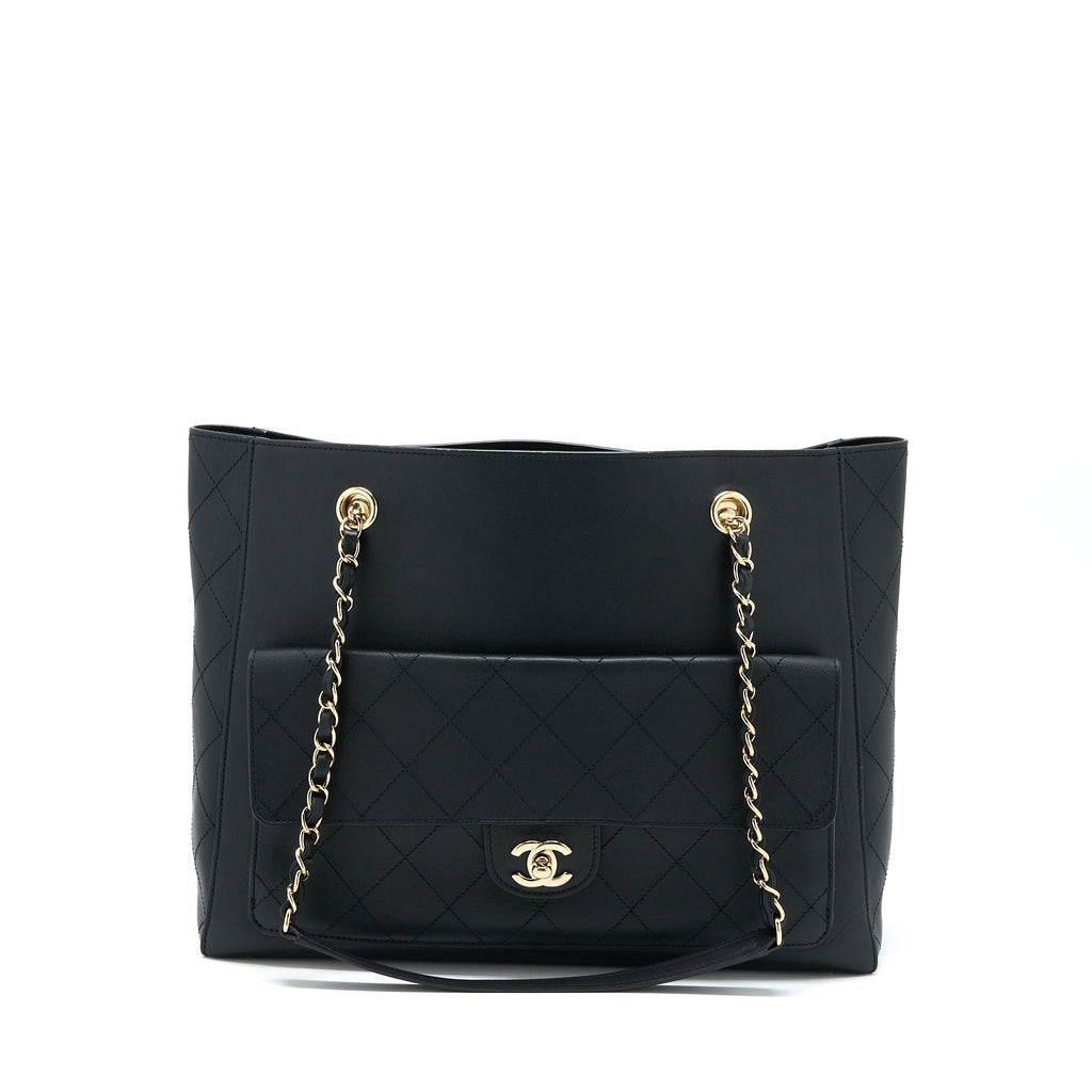 CHANEL TOTE BAG LAMBSKIN BLACK LGHW