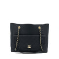 CHANEL TOTE BAG LAMBSKIN BLACK LGHW