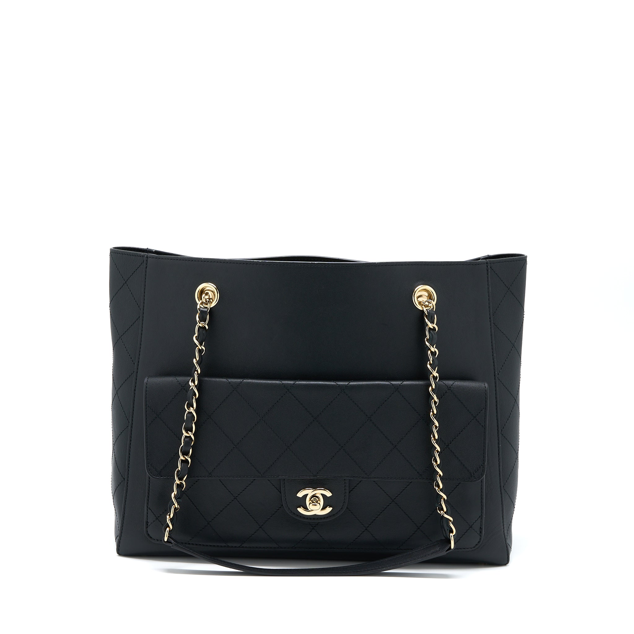 CHANEL TOTE BAG LAMBSKIN BLACK LGHW