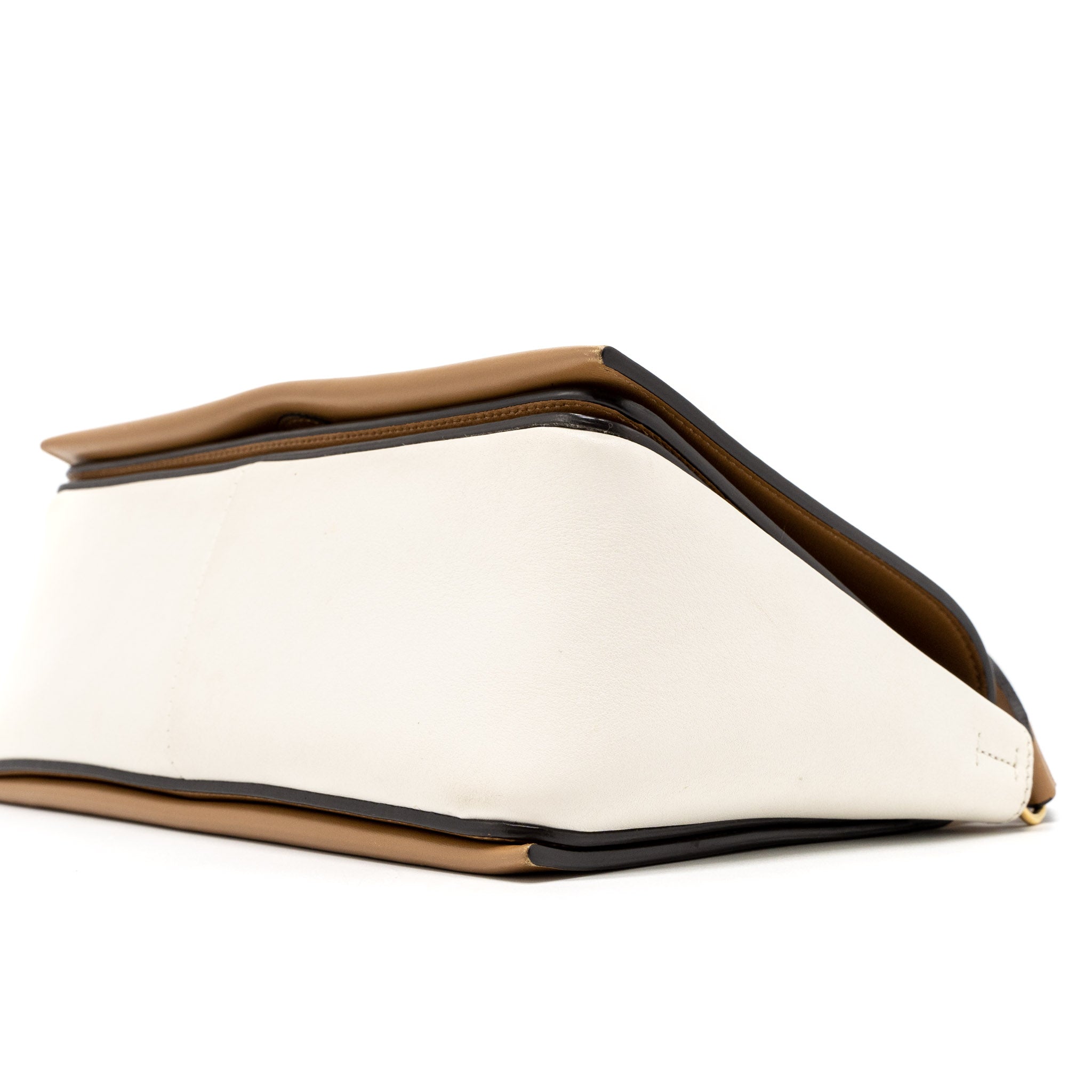 CELINE FRAME BAG CALFSKIN CREAM/BROWN BRUSHED GHW