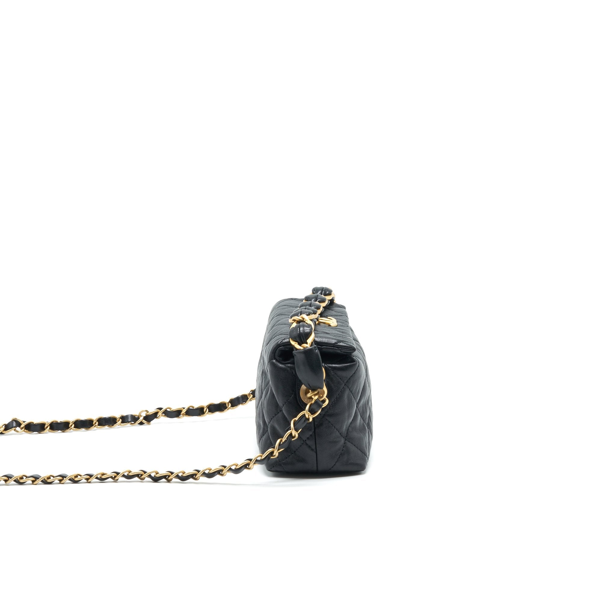 CHANEL SMALL CC WRAPPED STRAP BAG CRUMPLED LAMBSKIN
