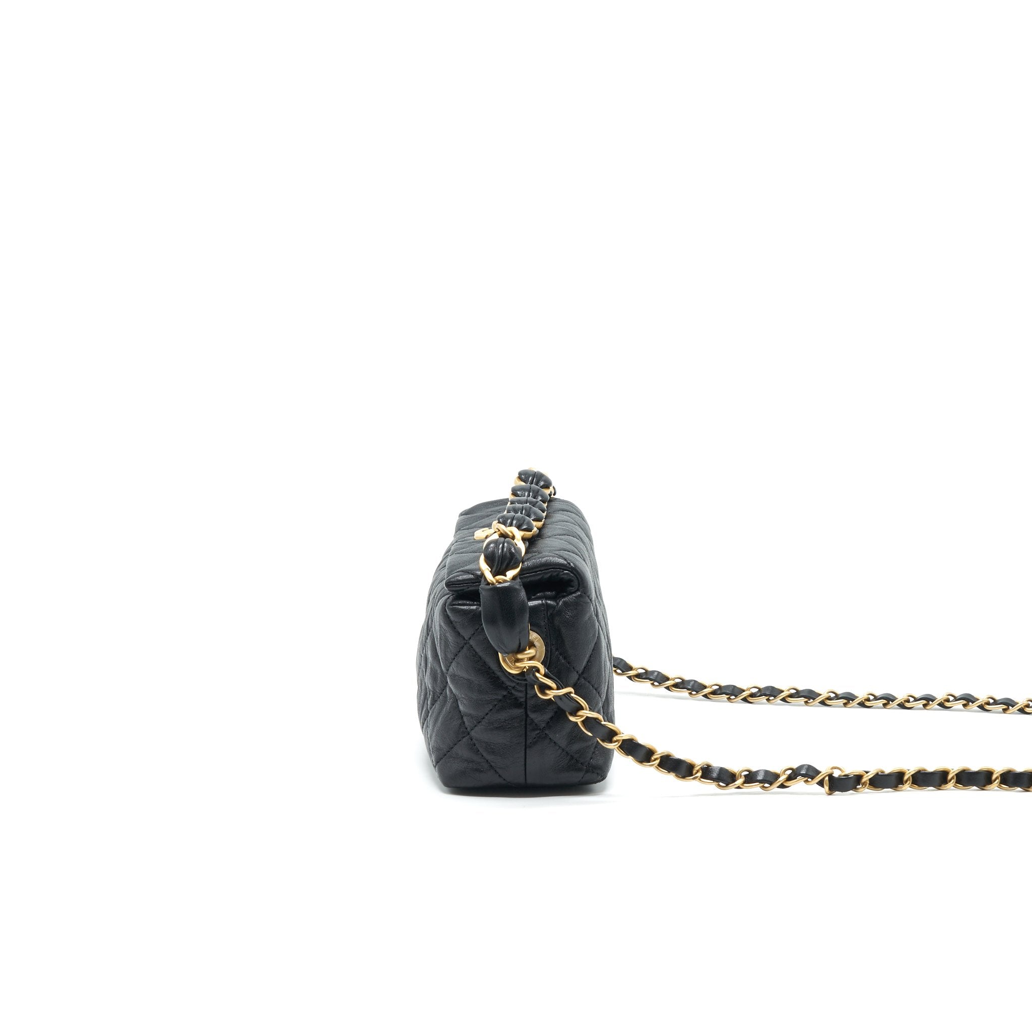 CHANEL SMALL CC WRAPPED STRAP BAG CRUMPLED LAMBSKIN