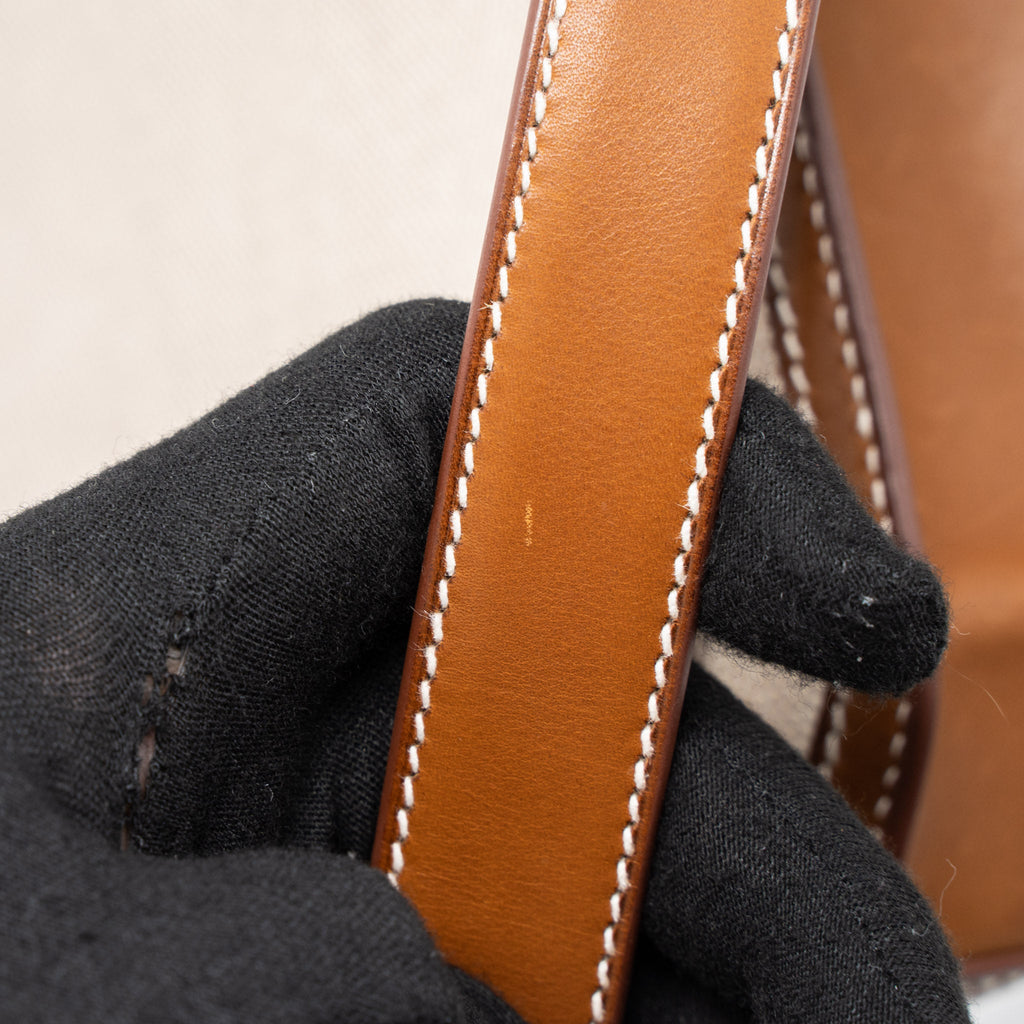 HERMES POCHETTE KELLY DEPECHES 25 CANVAS AND BARENIA, ECRU/ BEIGE / FAUVE GHW