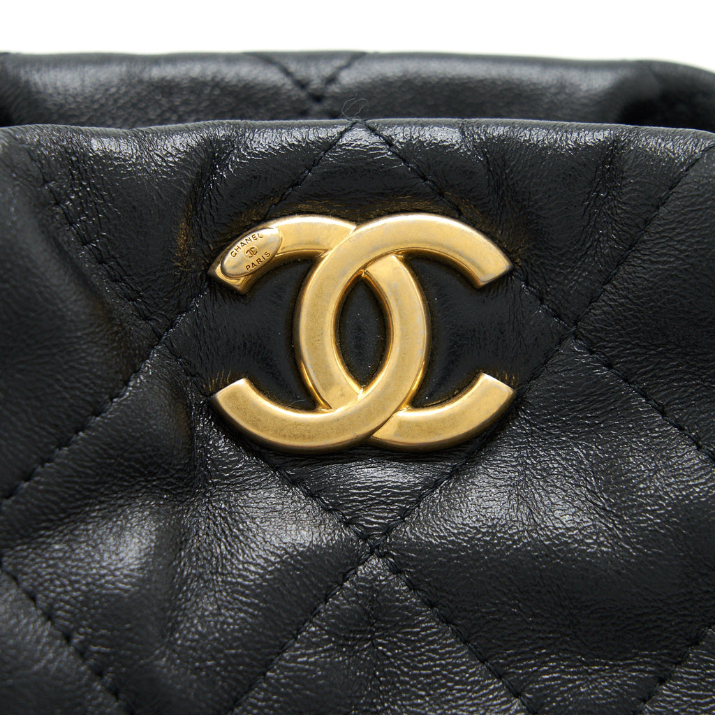 CHANEL QUILTED SHOULDER BAG LAMBSKIN BLACK GHW