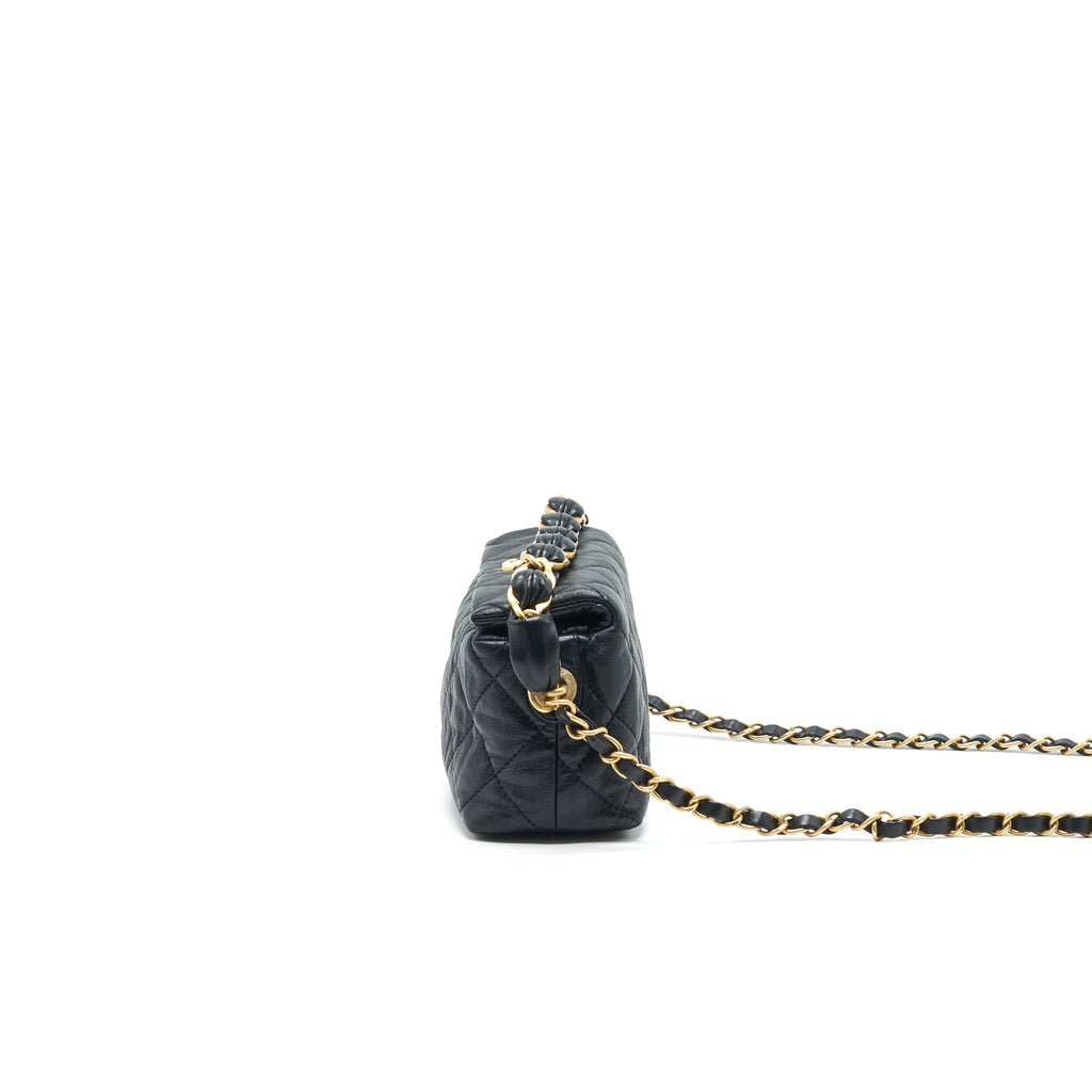 CHANEL SMALL CC WRAPPED STRAP BAG IN CRUMPLED LAMBSKIN SERIAL 31