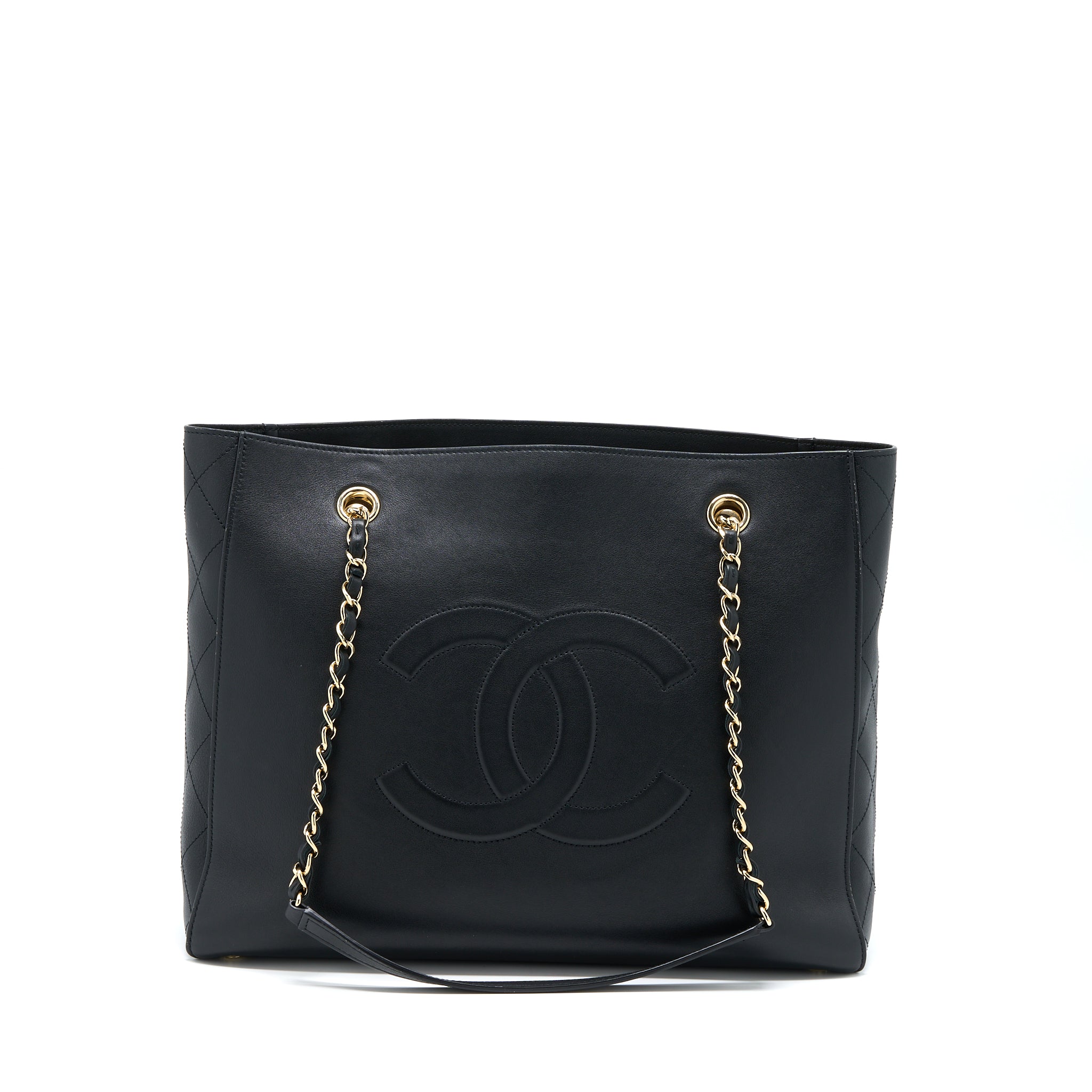 CHANEL TOTE BAG LAMBSKIN BLACK LGHW