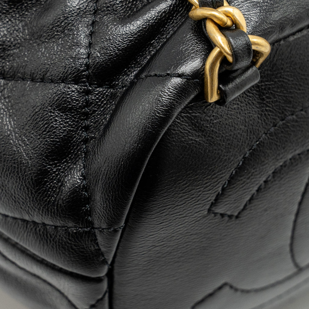 CHANEL 22S CANDY CHAINS MINI BUCKET BACKPACK LAMBSKIN BLACK GHW (MICROCHIP)