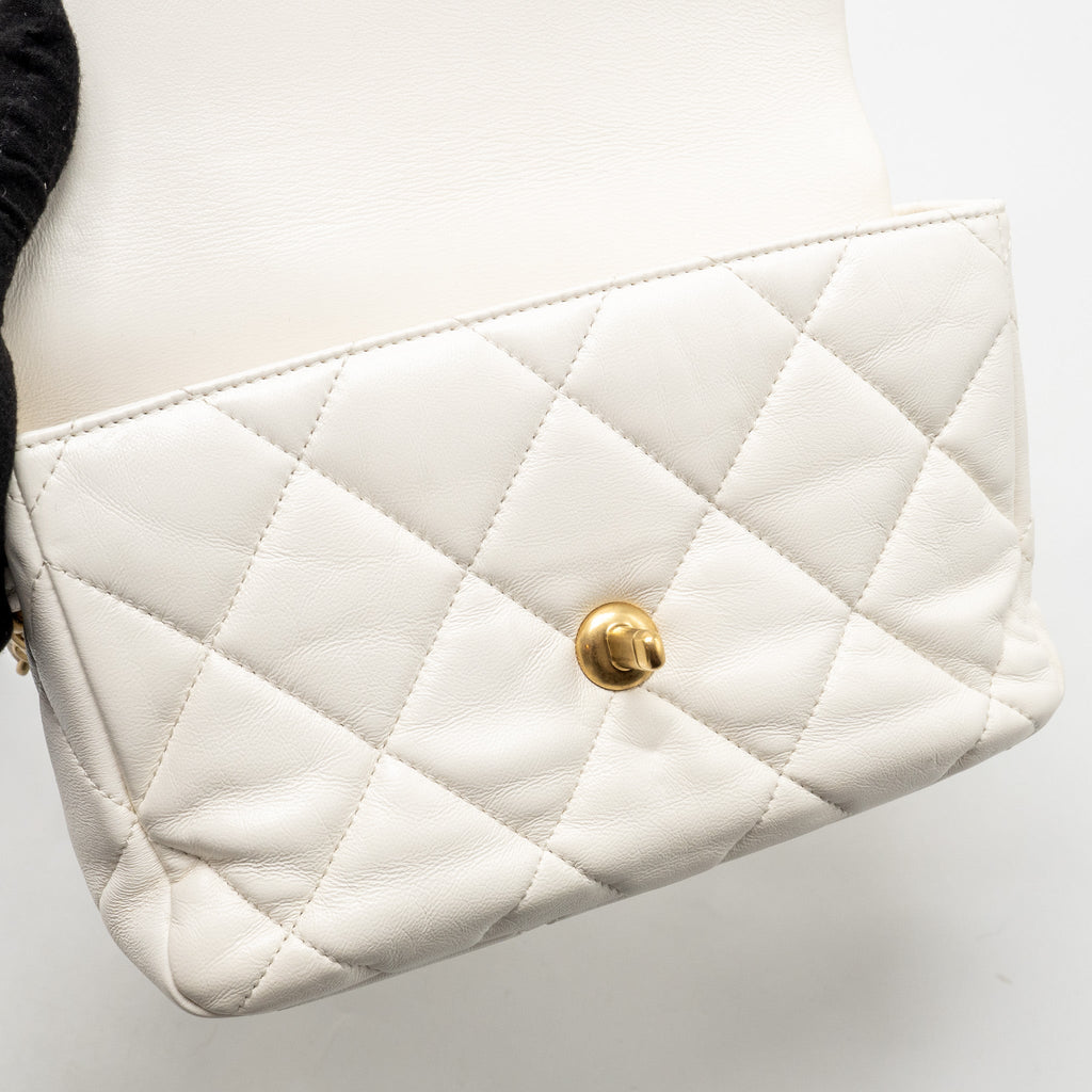 CHANEL 23S COCO LOVE SMALL FLAP BAG LAMBSKIN WHITE GHW (MICROCHIP)