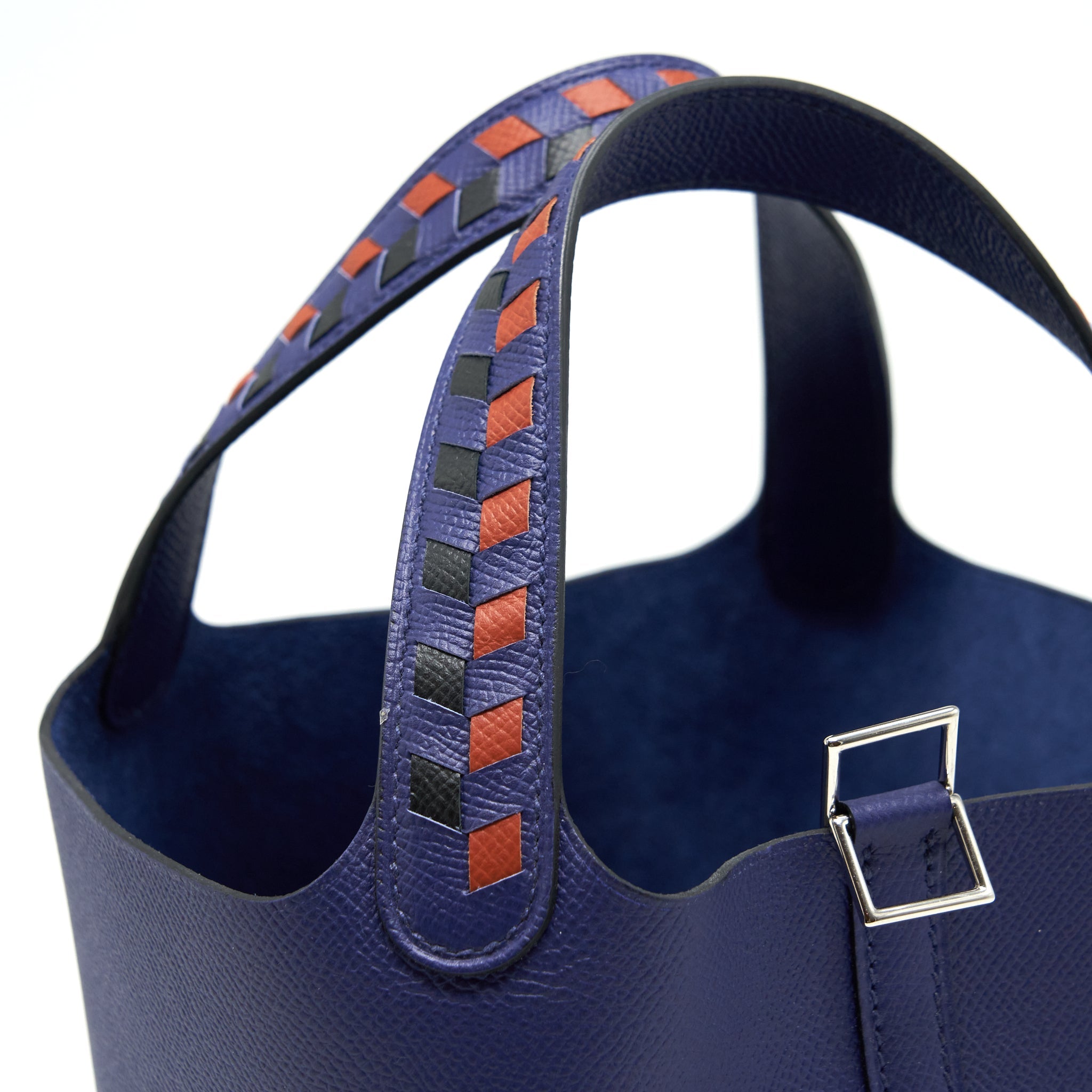 HERMES PICOTIN 18 LOCK BAG EPSOM BLEU ENCRE/ BRIQUE/ NOIR SHW