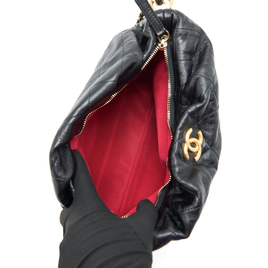 CHANEL QUILTED SHOULDER BAG LAMBSKIN BLACK GHW