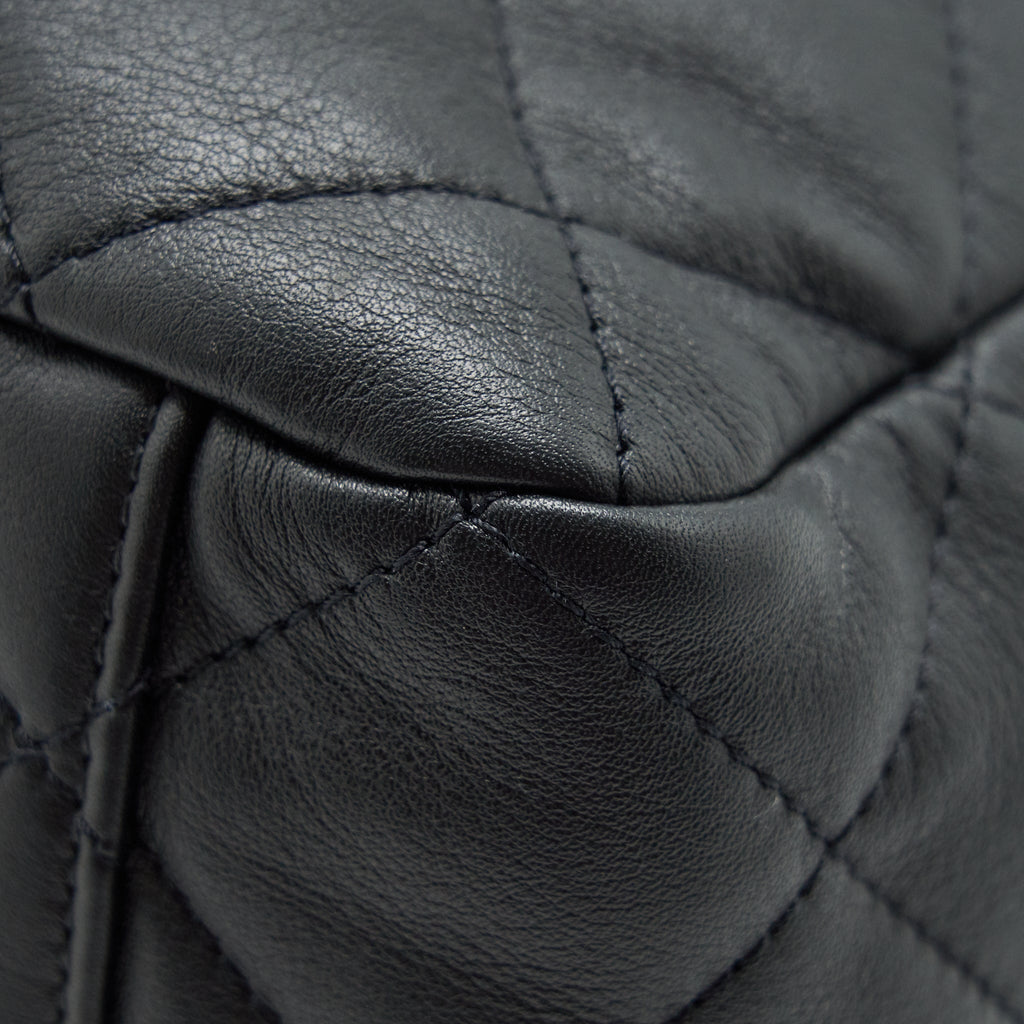 CHANEL BUCKET BAG QUILTED LAMBSKIN BLACK LGHW