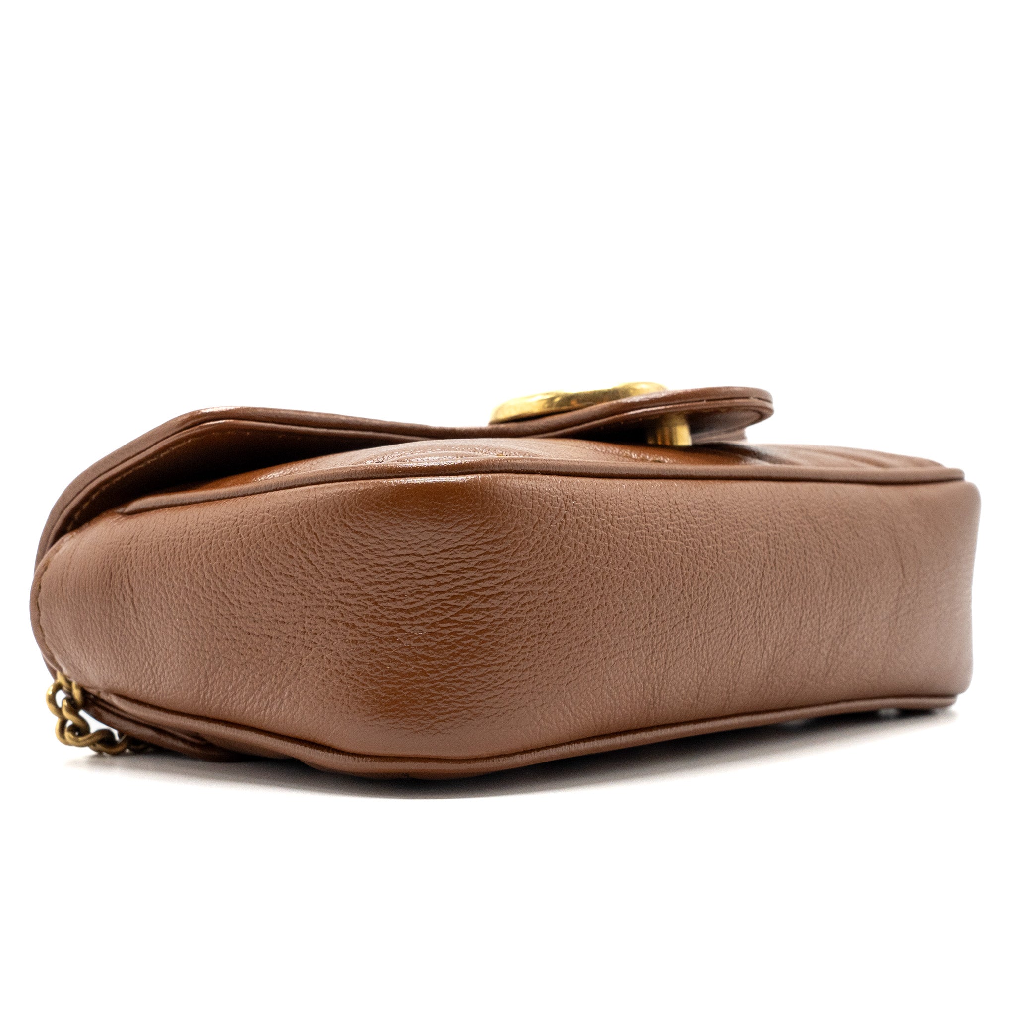 GUCCI SUPER MINI GG MARMONT CALFSKIN CARAMEL GHW
