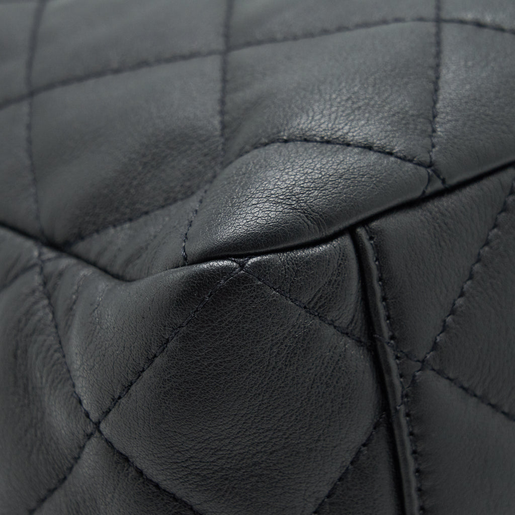 CHANEL BUCKET BAG QUILTED LAMBSKIN BLACK LGHW