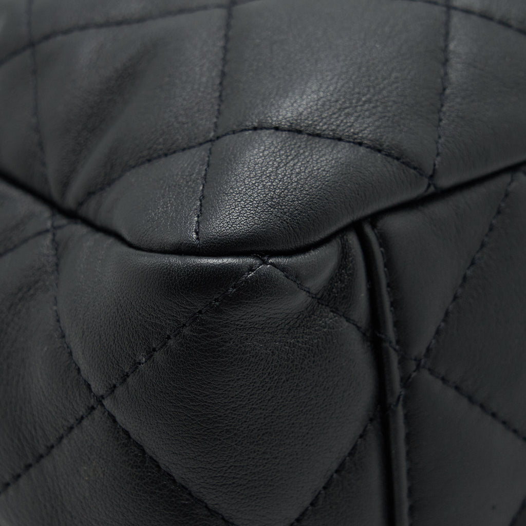 CHANEL BUCKET BAG QUILTED LAMBSKIN BLACK LGHW