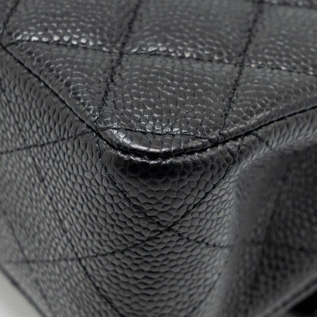 CHANEL MEDIUM CLASSIC DOUBLE FLAP BAG CAVIAR BLACK SHW