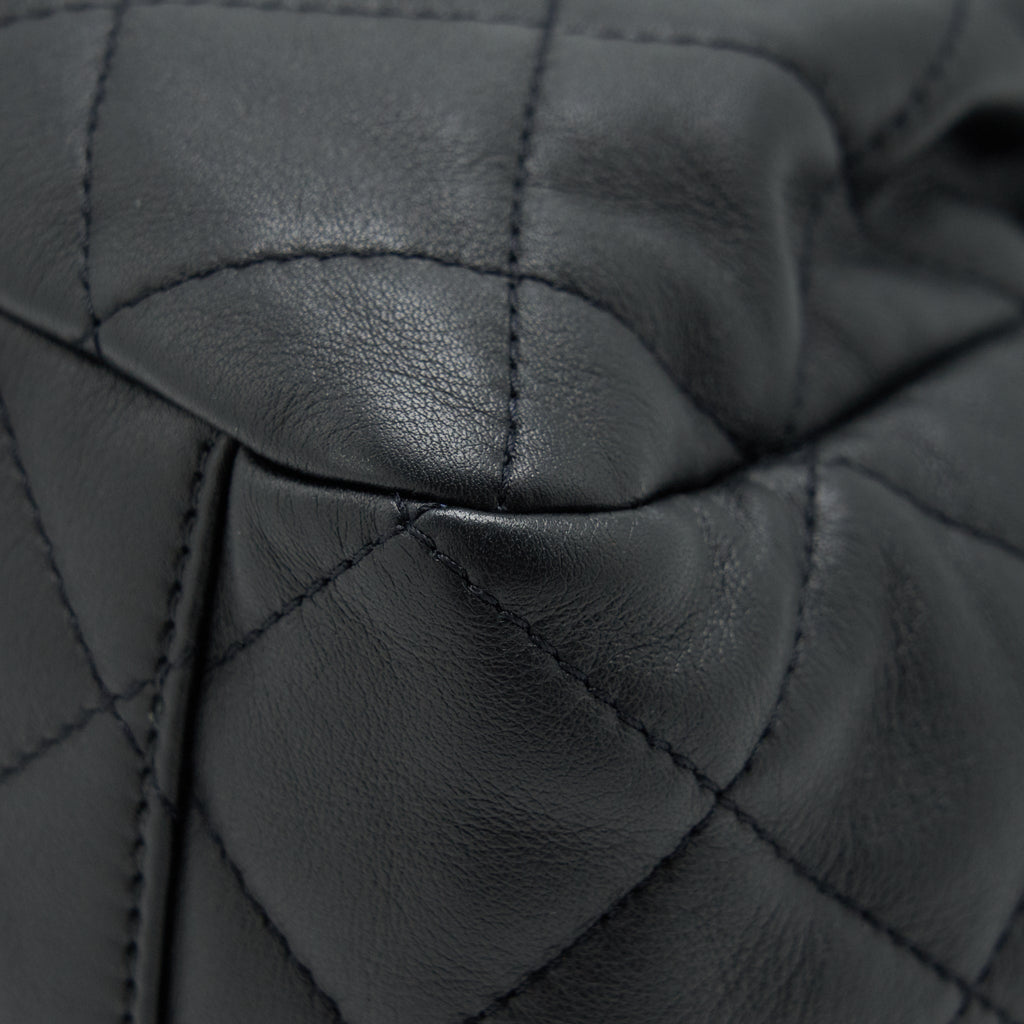CHANEL BUCKET BAG QUILTED LAMBSKIN BLACK LGHW