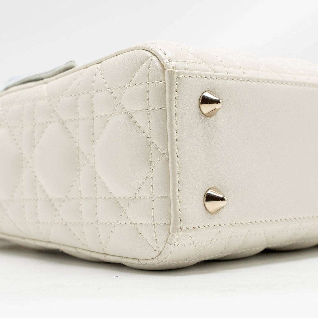 DIOR SMALL LADY DIOR MY ABCDIOR BAG CANNAGE LAMBSKIN WHITE LGHW