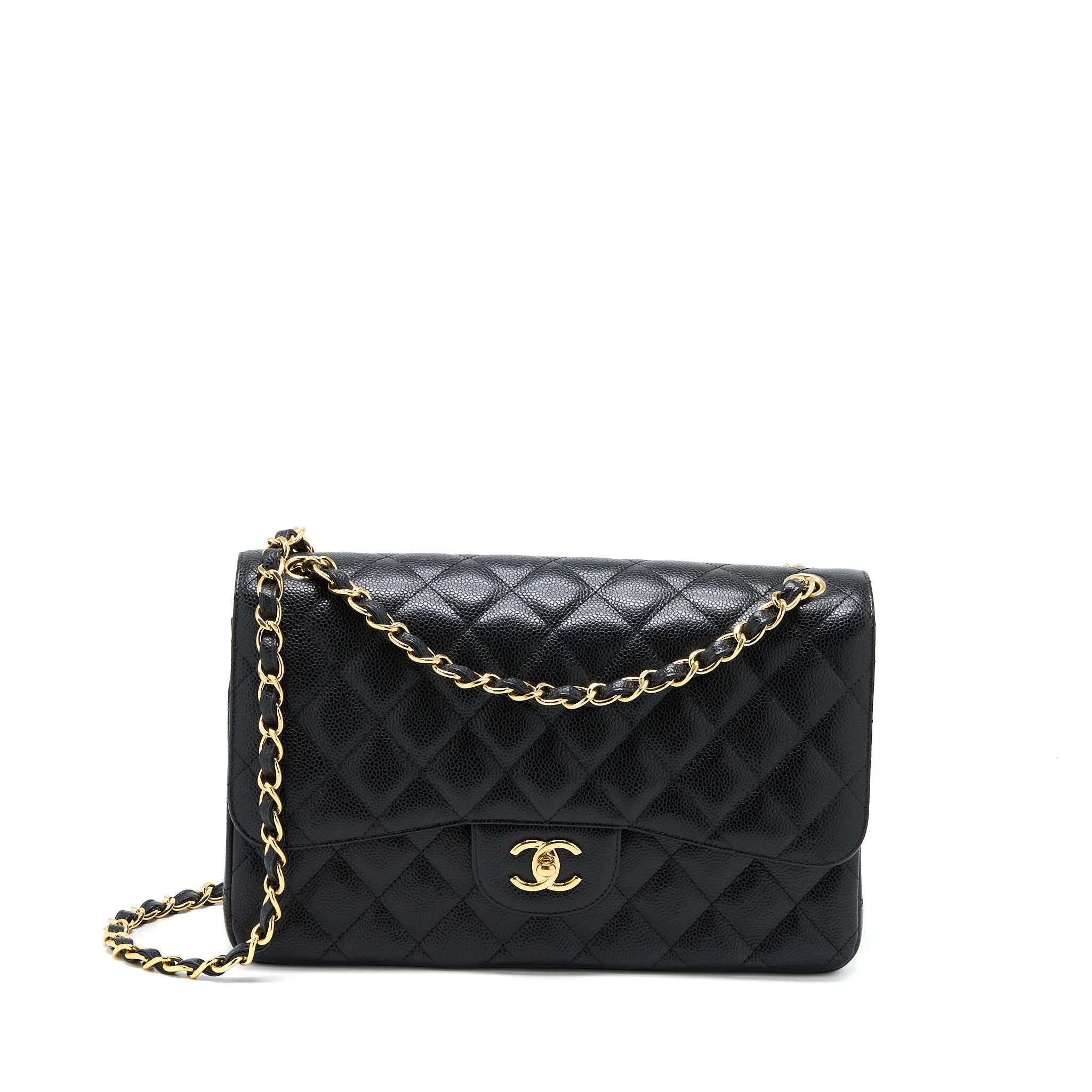 CHANEL JUMBO CLASSIC DOUBLE FLAP BAG CAVIAR BLACK GHW