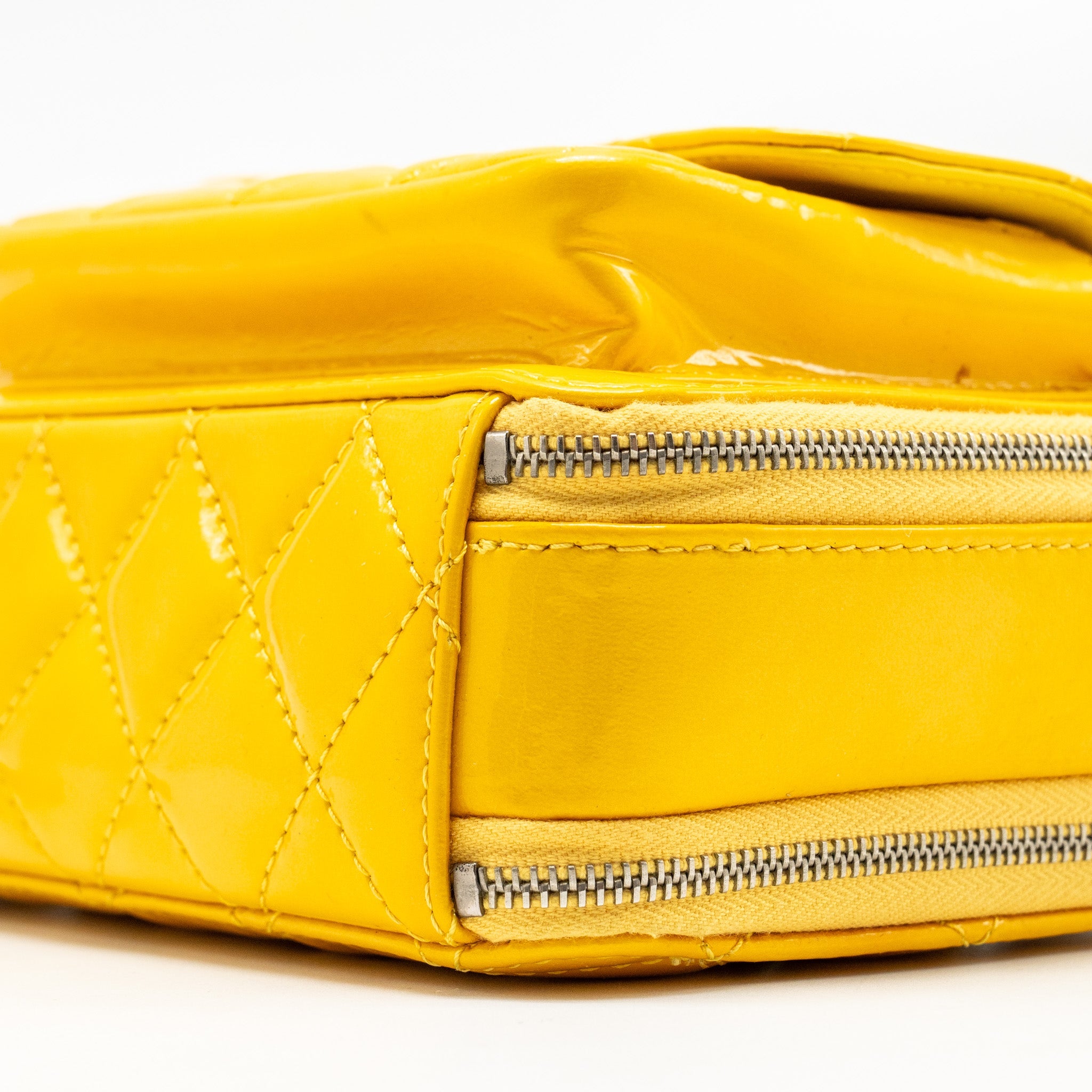 CHANEL POCKET BOX CAMERA BAG PATENT YELLOW SHW