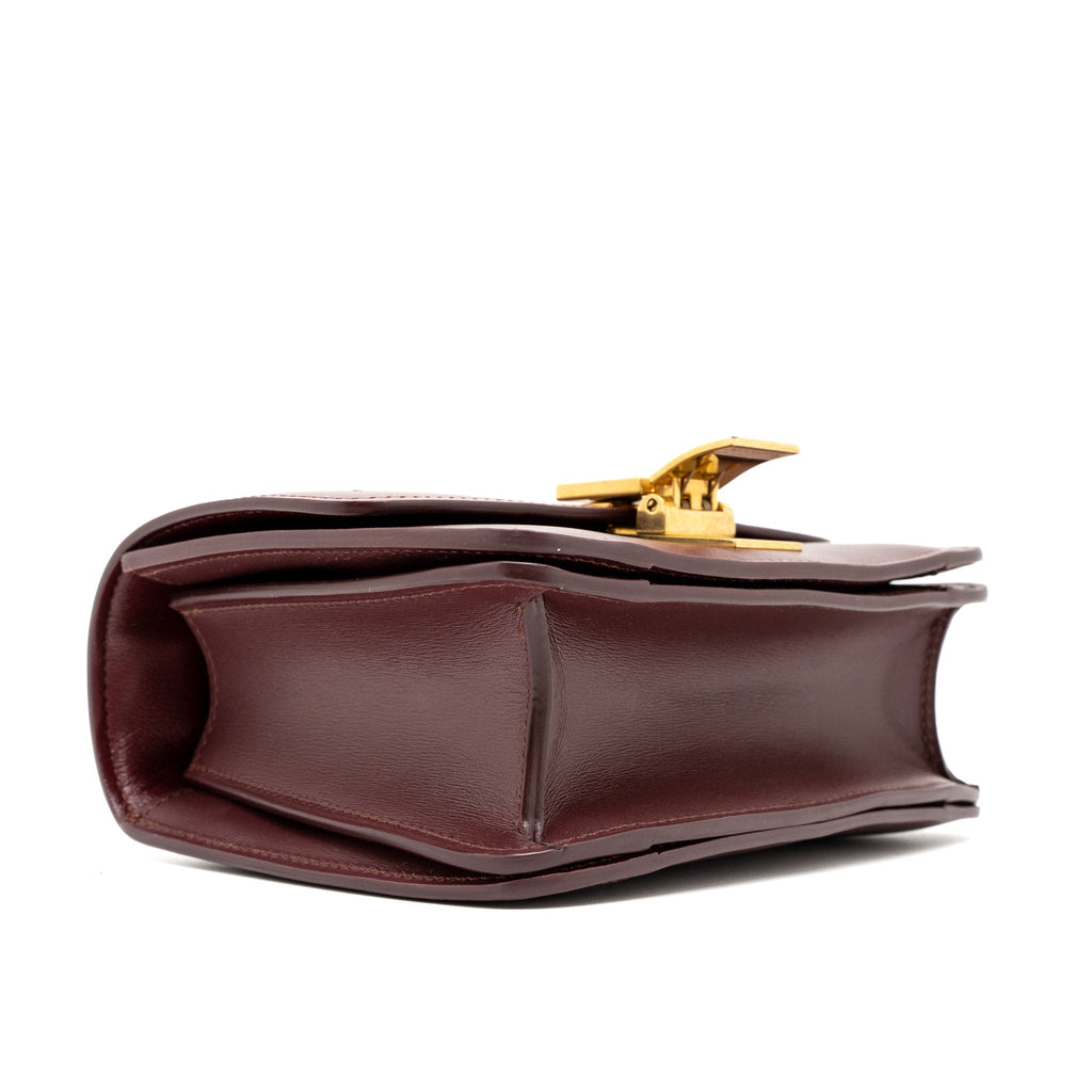 CELINE MINI BOX CALFSKIN BURGUNDY BRUSHED GHW