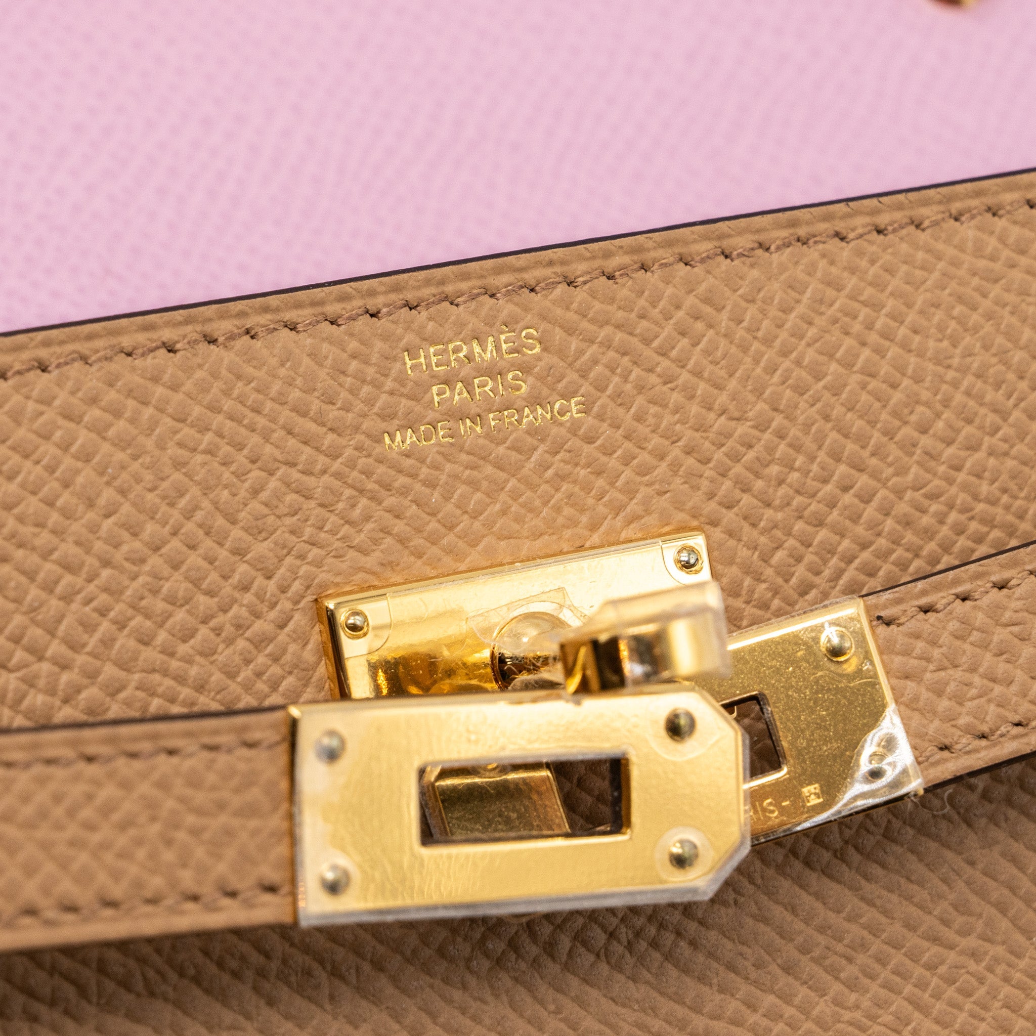 HERMES KELLY TO GO EPSOM CHAI/ MAUVE SYLVESTRE GHW
