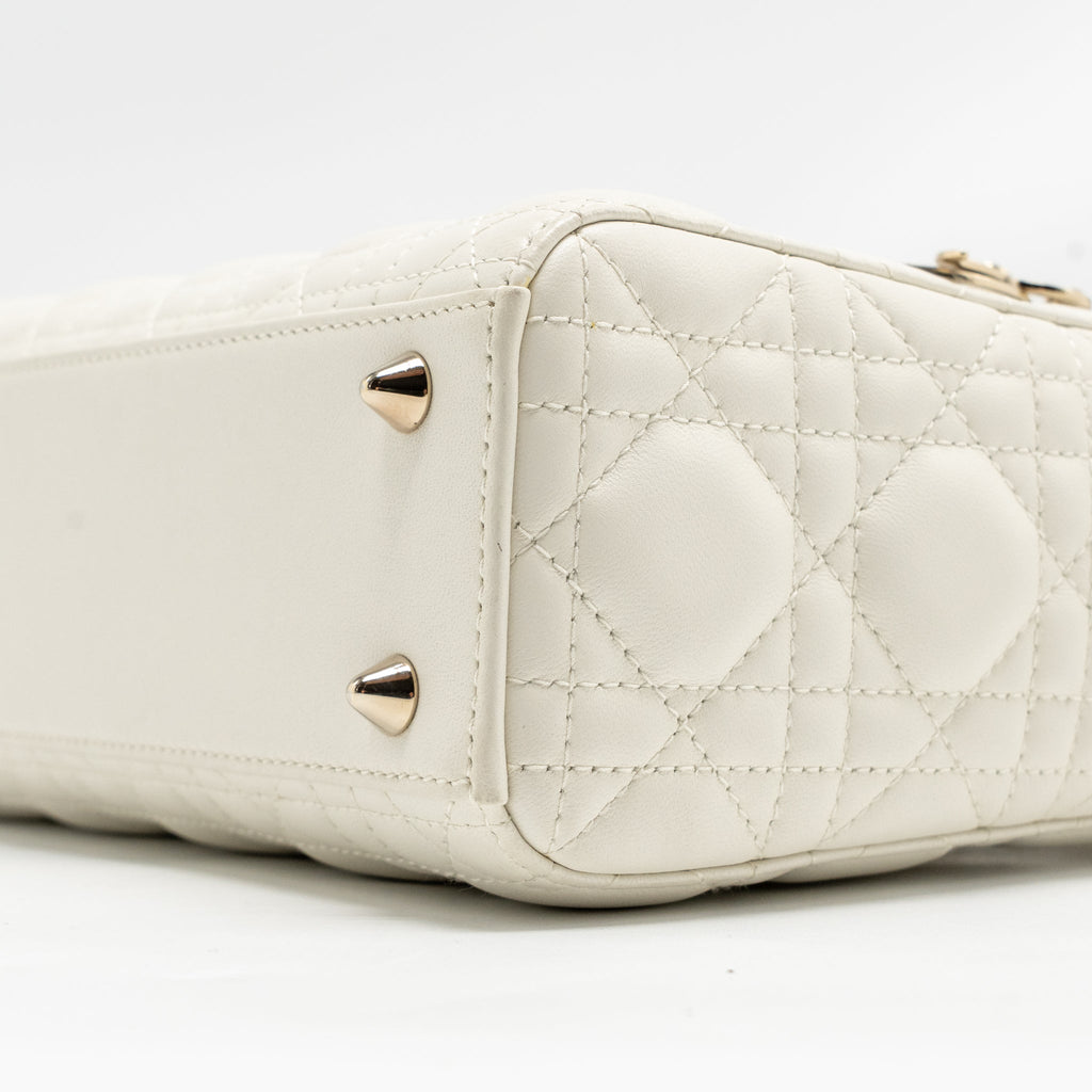 DIOR SMALL LADY DIOR MY ABCDIOR BAG CANNAGE LAMBSKIN WHITE LGHW