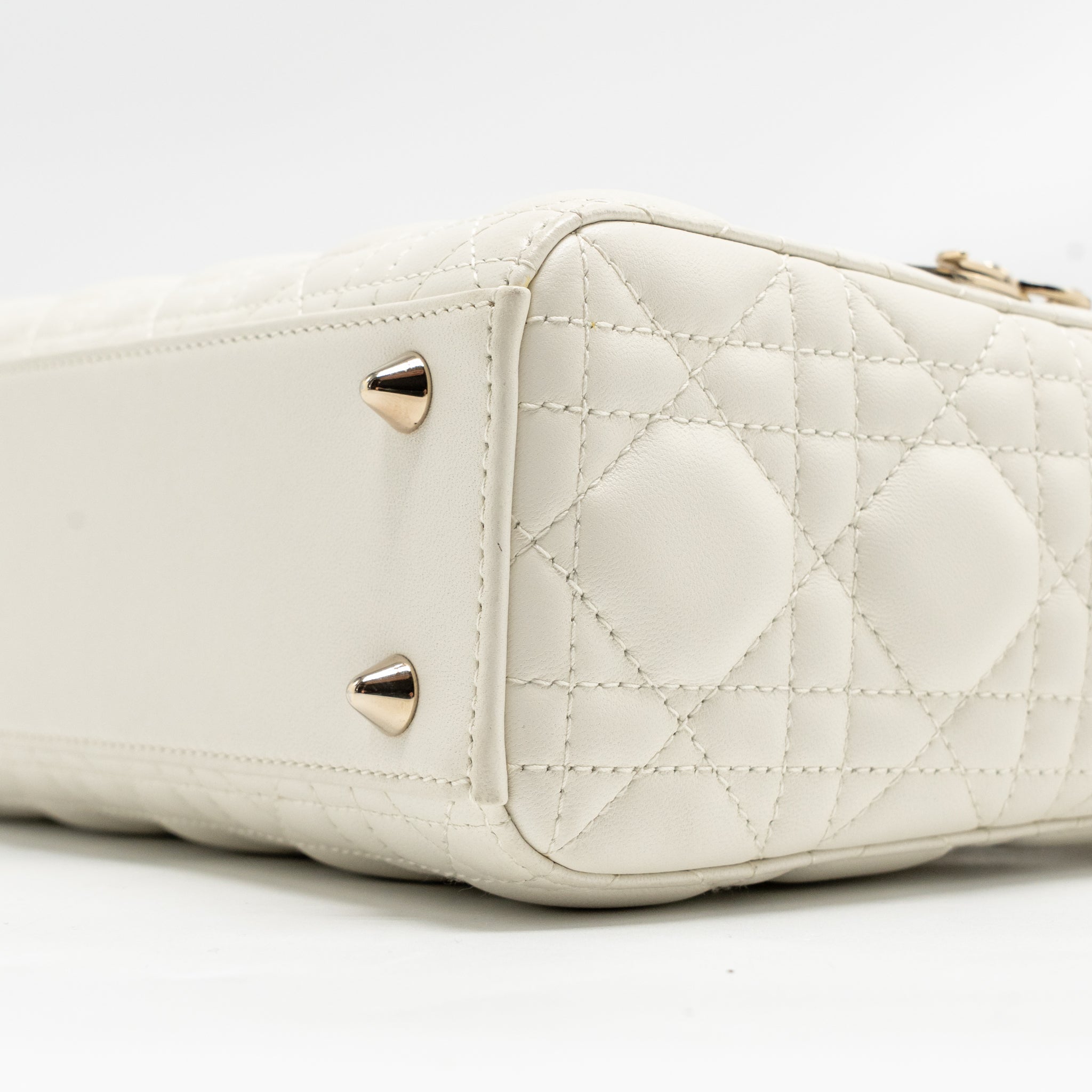 DIOR SMALL LADY DIOR MY ABCDIOR BAG CANNAGE LAMBSKIN WHITE LGHW
