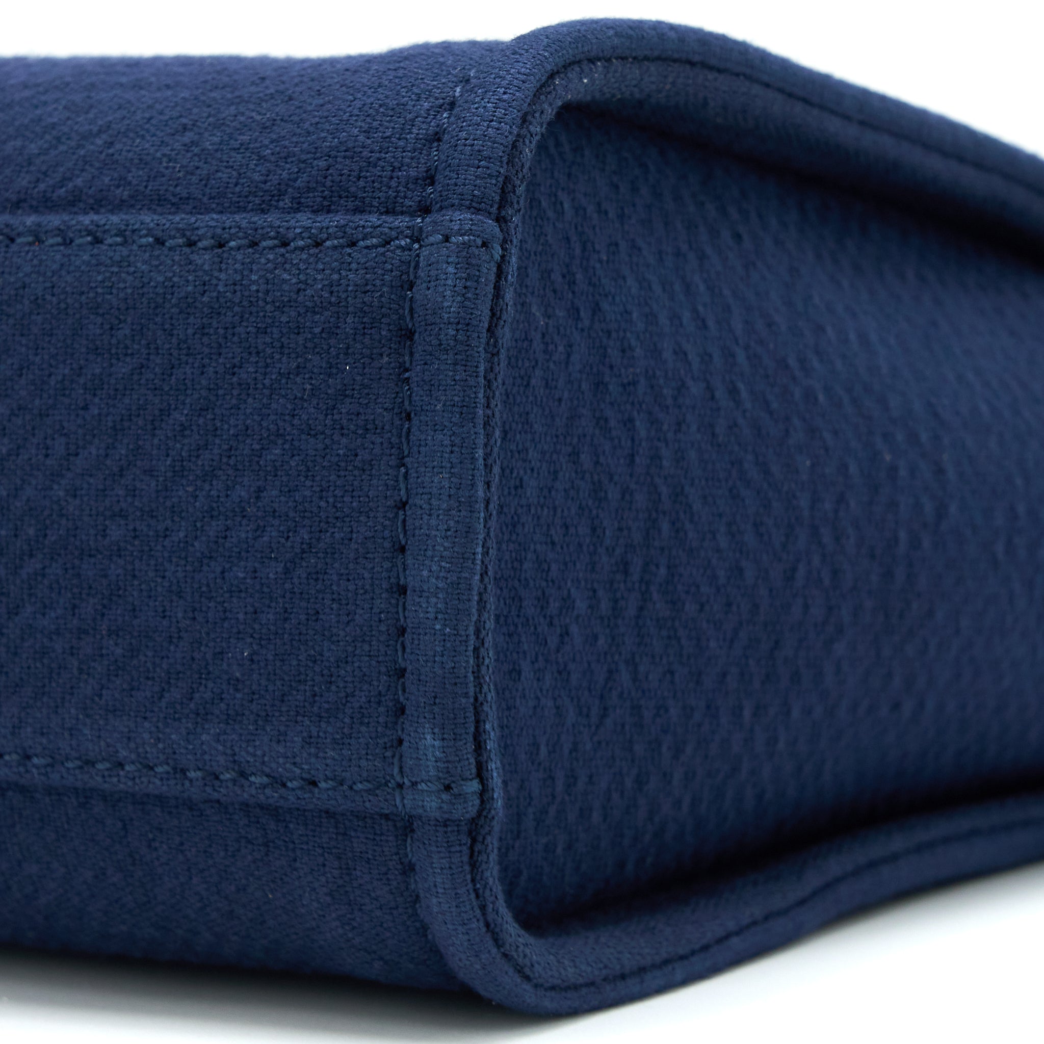 CHANEL PM DEAUVILLE TOTE BAG CANVAS NAVY SHW (MICROCHIP)