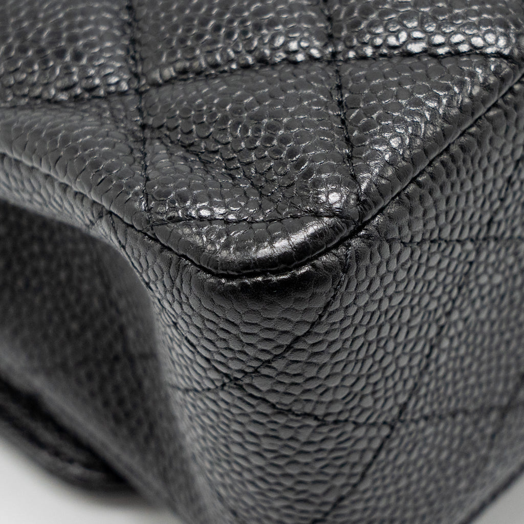 CHANEL MEDIUM CLASSIC DOUBLE FLAP BAG CAVIAR BLACK SHW