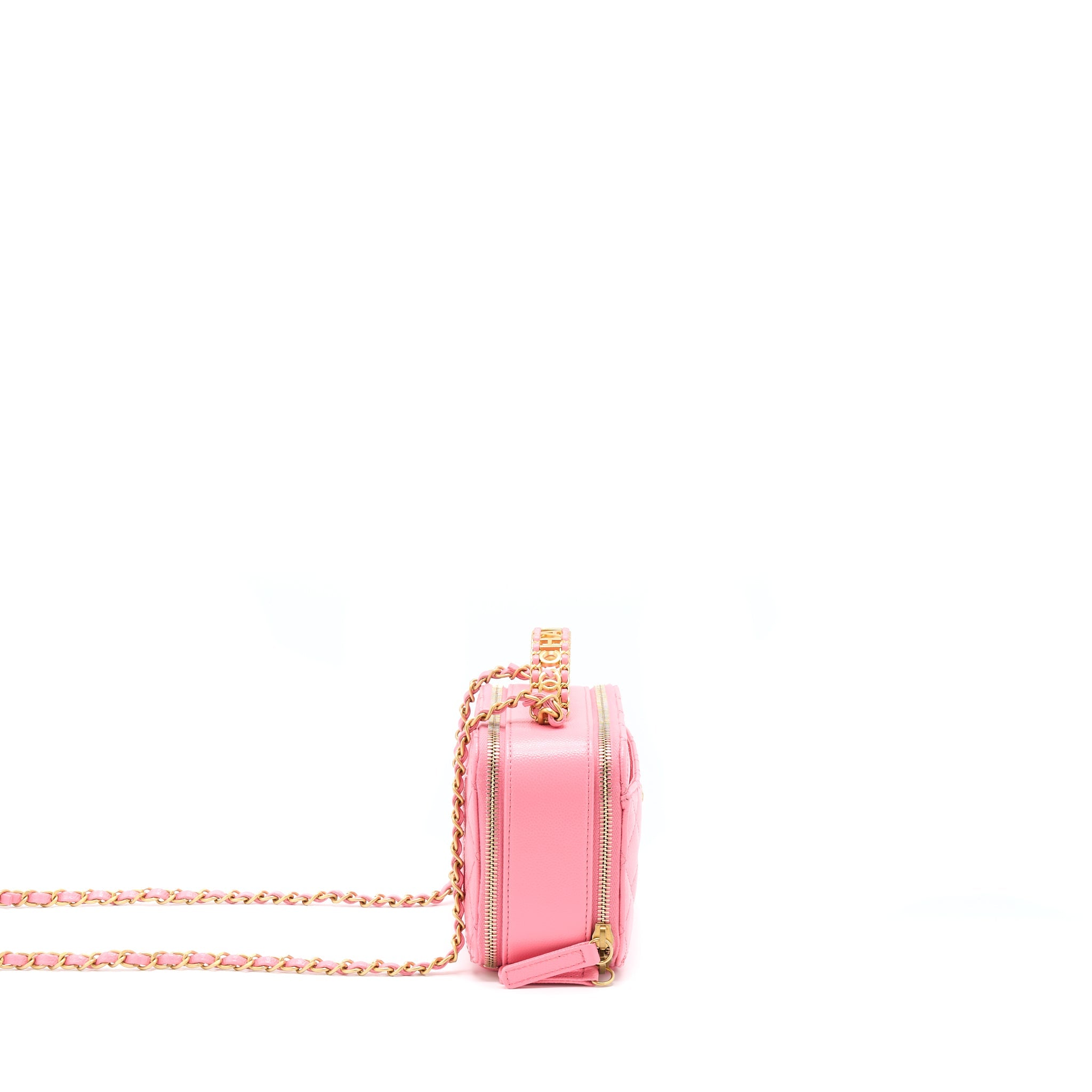CHANEL 22S LETTER TOP HANDLE SMALL VANITY CASE CAVIAR PINK BRUSHED GHW(MICROCHIP)