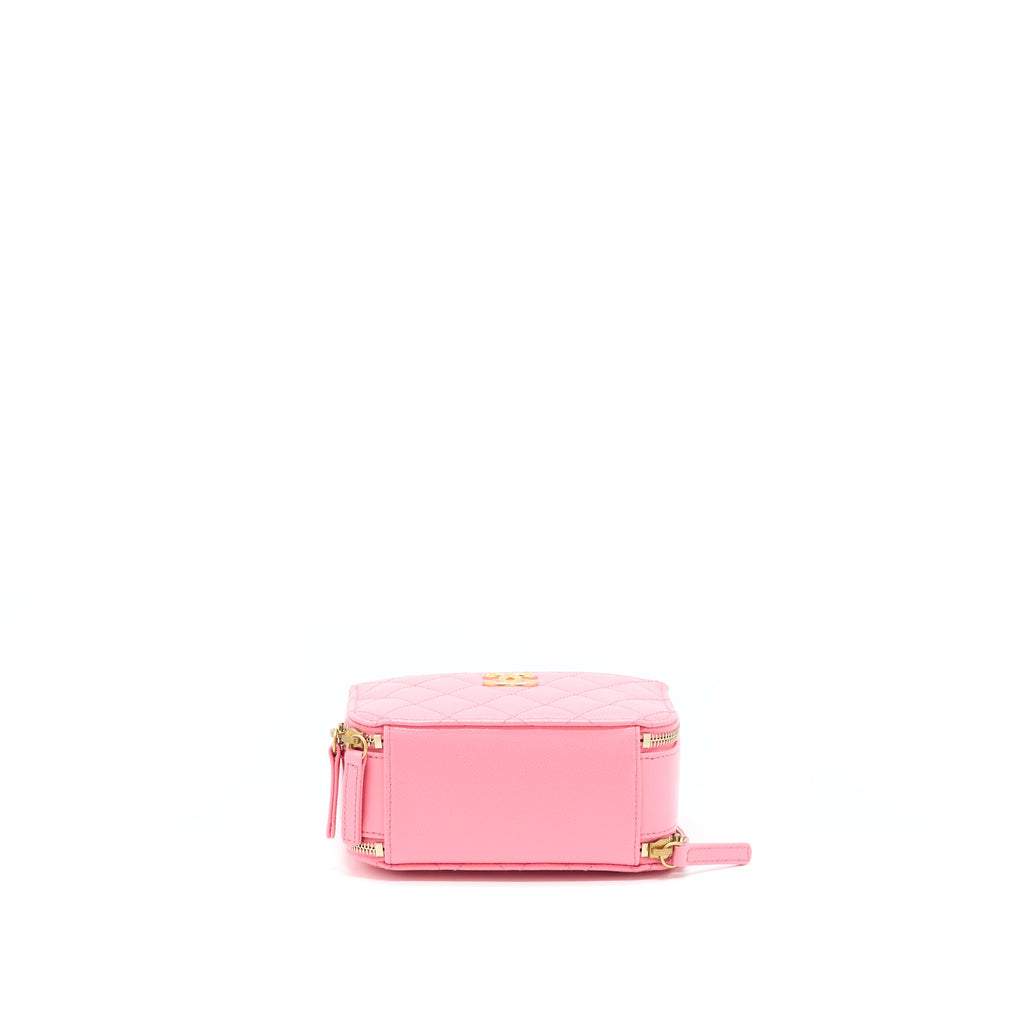 CHANEL 22S LETTER TOP HANDLE SMALL VANITY CASE CAVIAR PINK BRUSHED GHW(MICROCHIP)