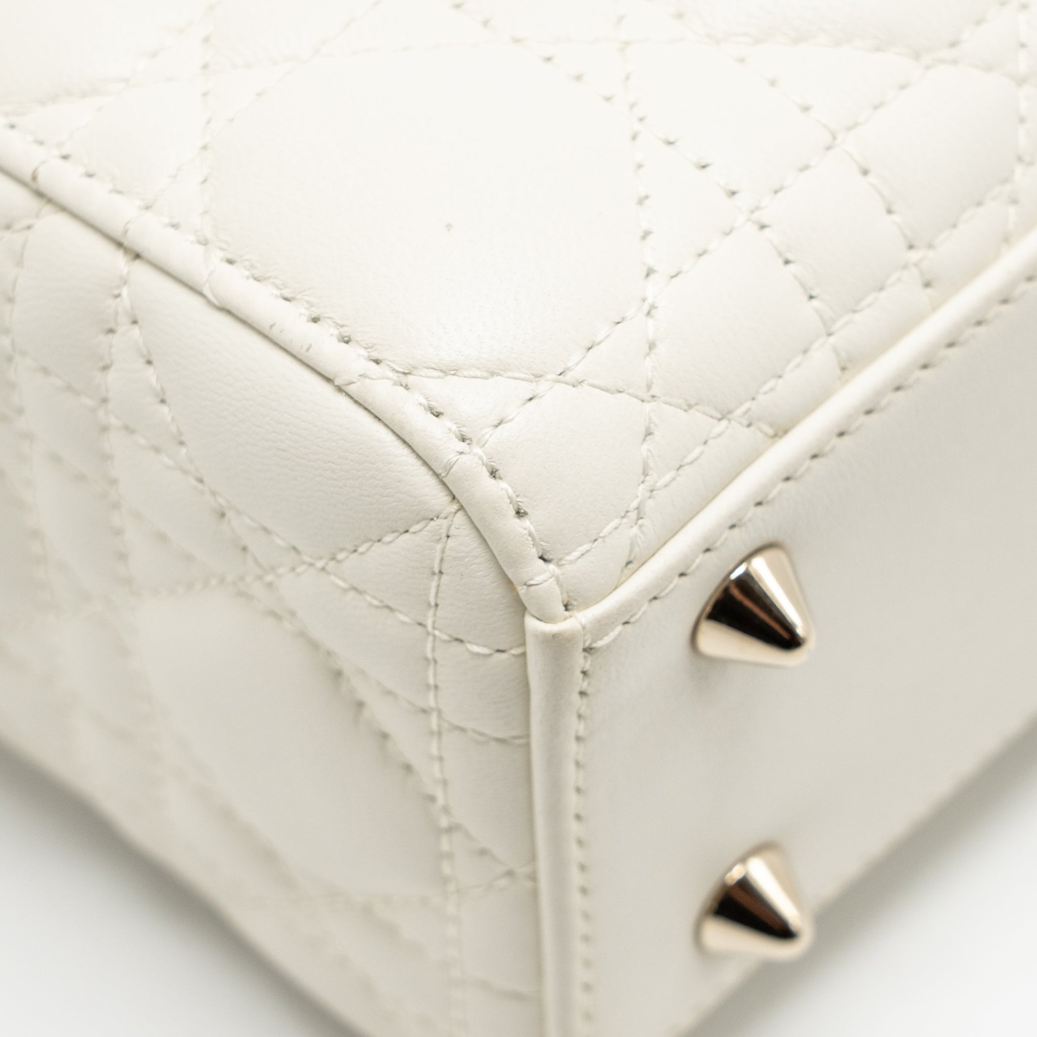 DIOR SMALL LADY DIOR MY ABCDIOR BAG CANNAGE LAMBSKIN WHITE LGHW