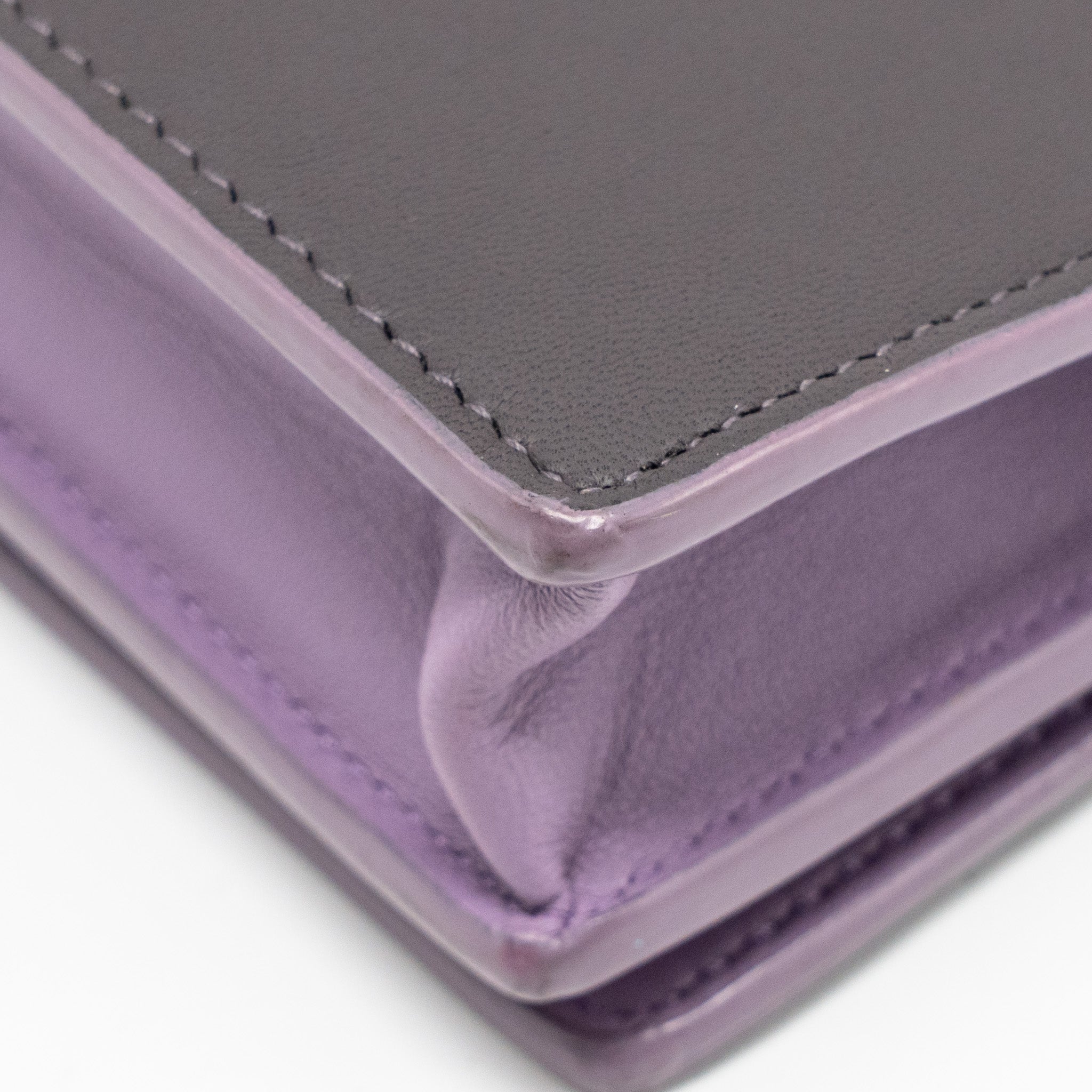 BOTTEGA VENETA INTRECCIATO WALLET ON CHAIN LEATHER PURPLE/GREY GHW